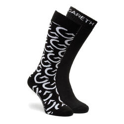 Poederbaas, Ski Socks 2-pack chaussettes de ski unisexe Zebra Pink