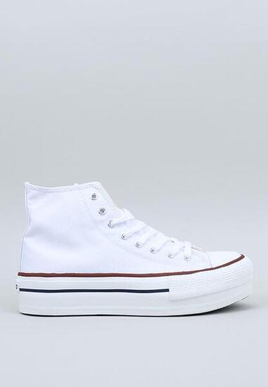 Sneakers In Tela Donna Victoria Tribu Doble Botin Bianco