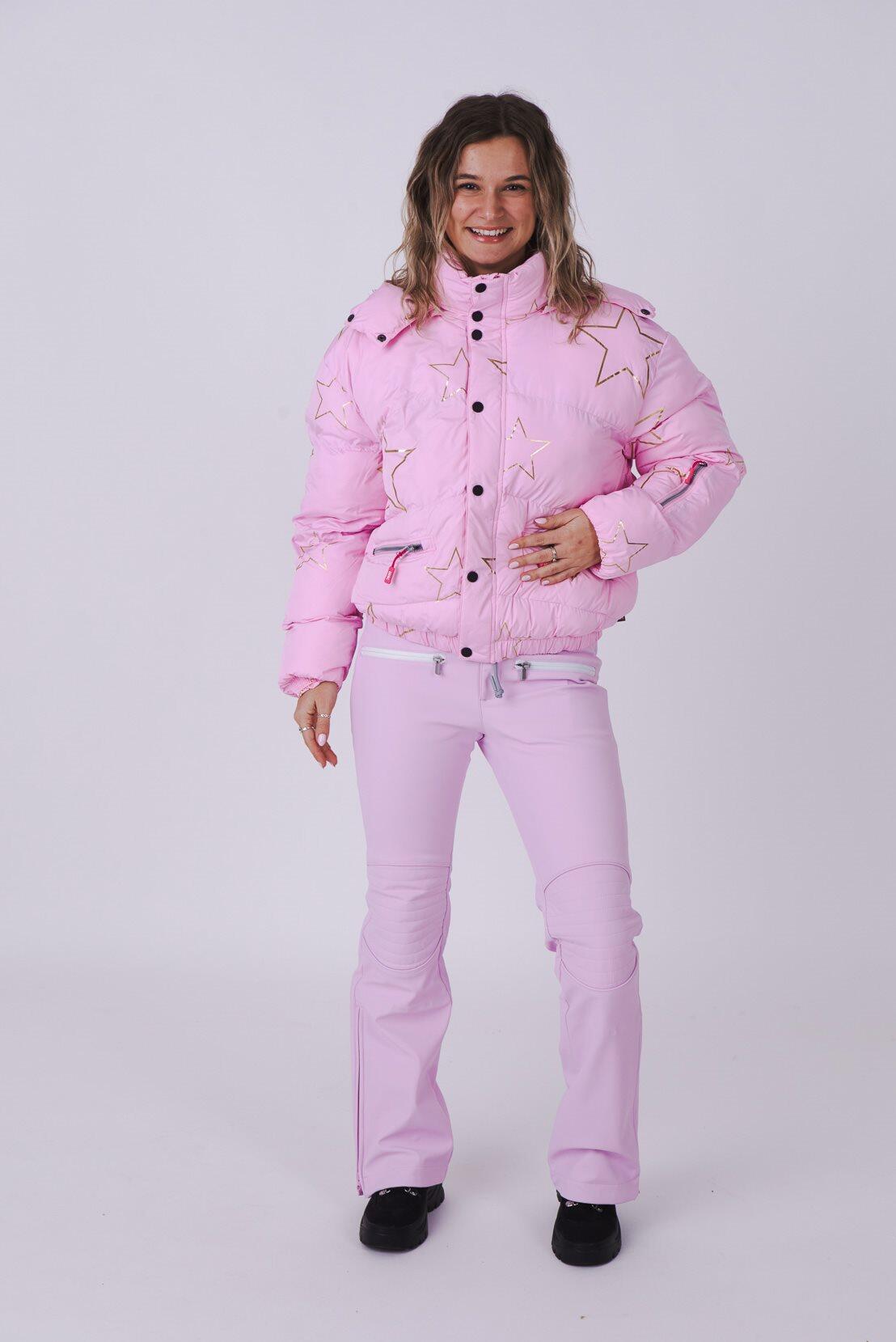 Oosc Women's Pink with Stars Chic Ski Suit