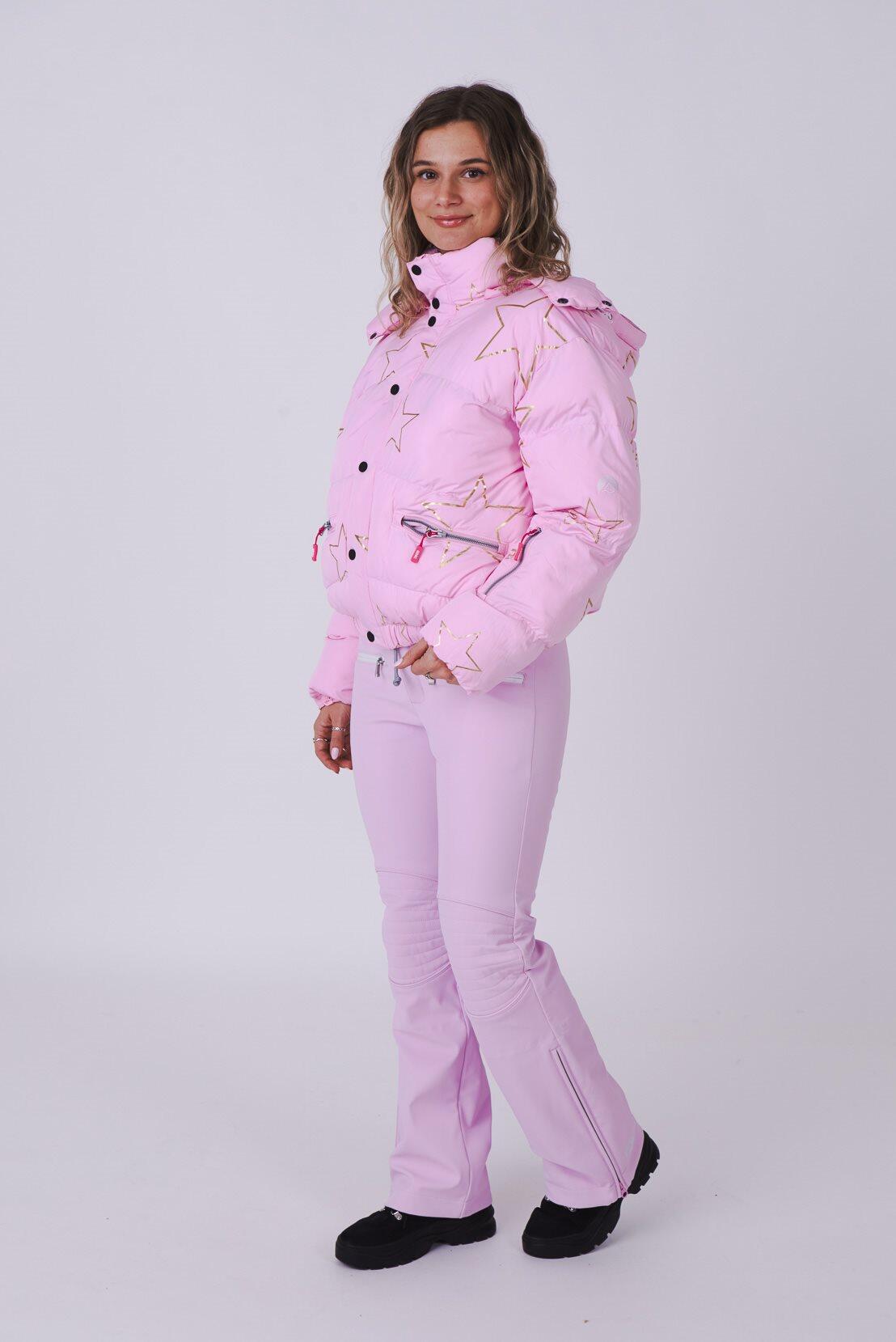 Pink with Stars Chic Puffer Jacket 5/5
