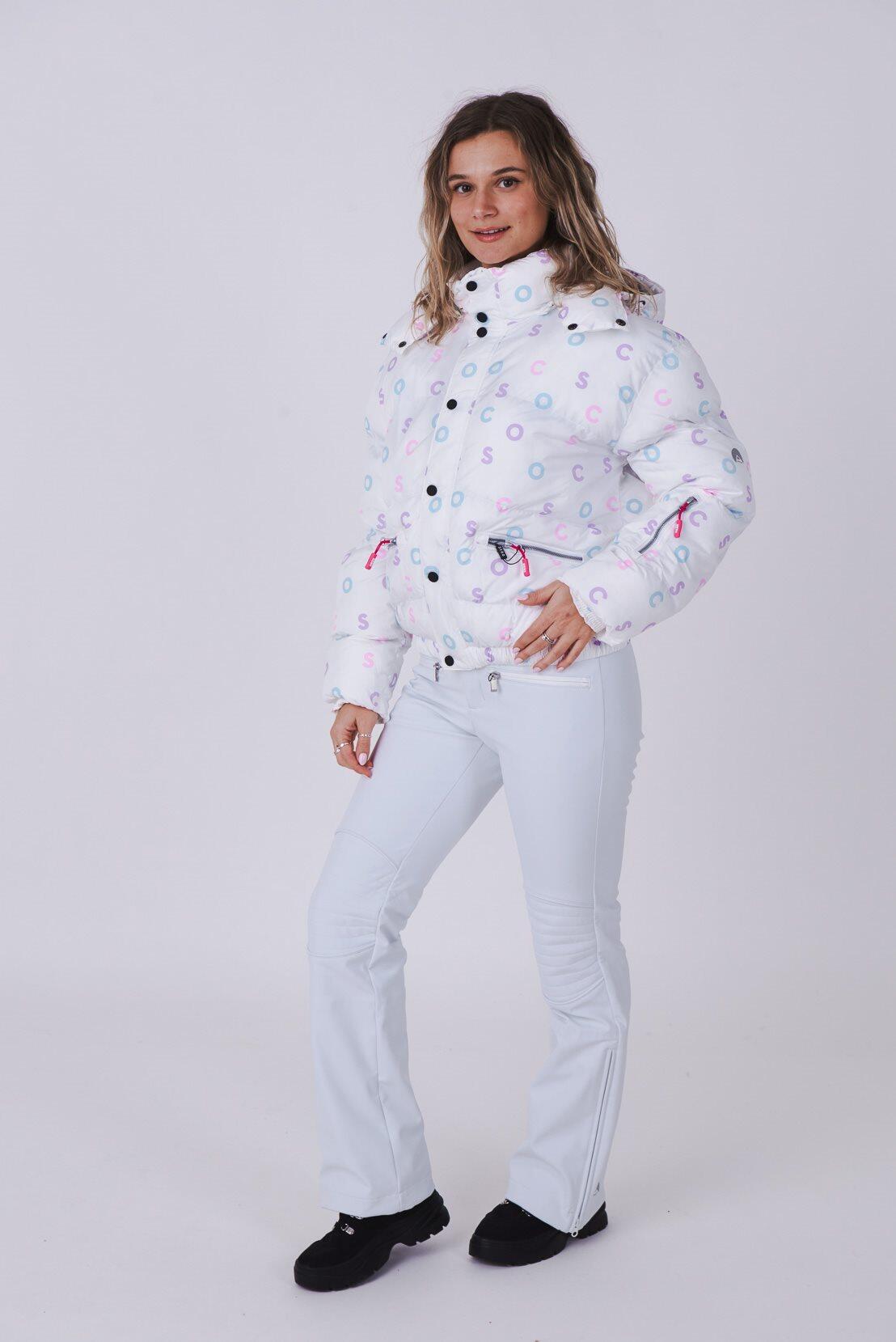 White OOSC Print Chic Puffer Jacket 2/5