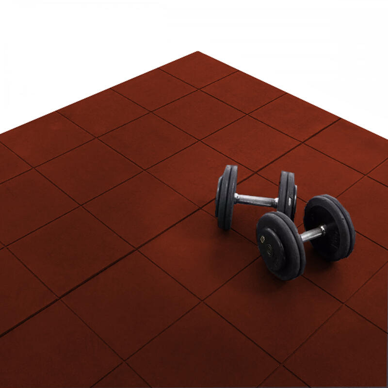 Piso do ginásio. Telha de borracha 50 x 50 cm. 20mm (Vermelho) 8/9