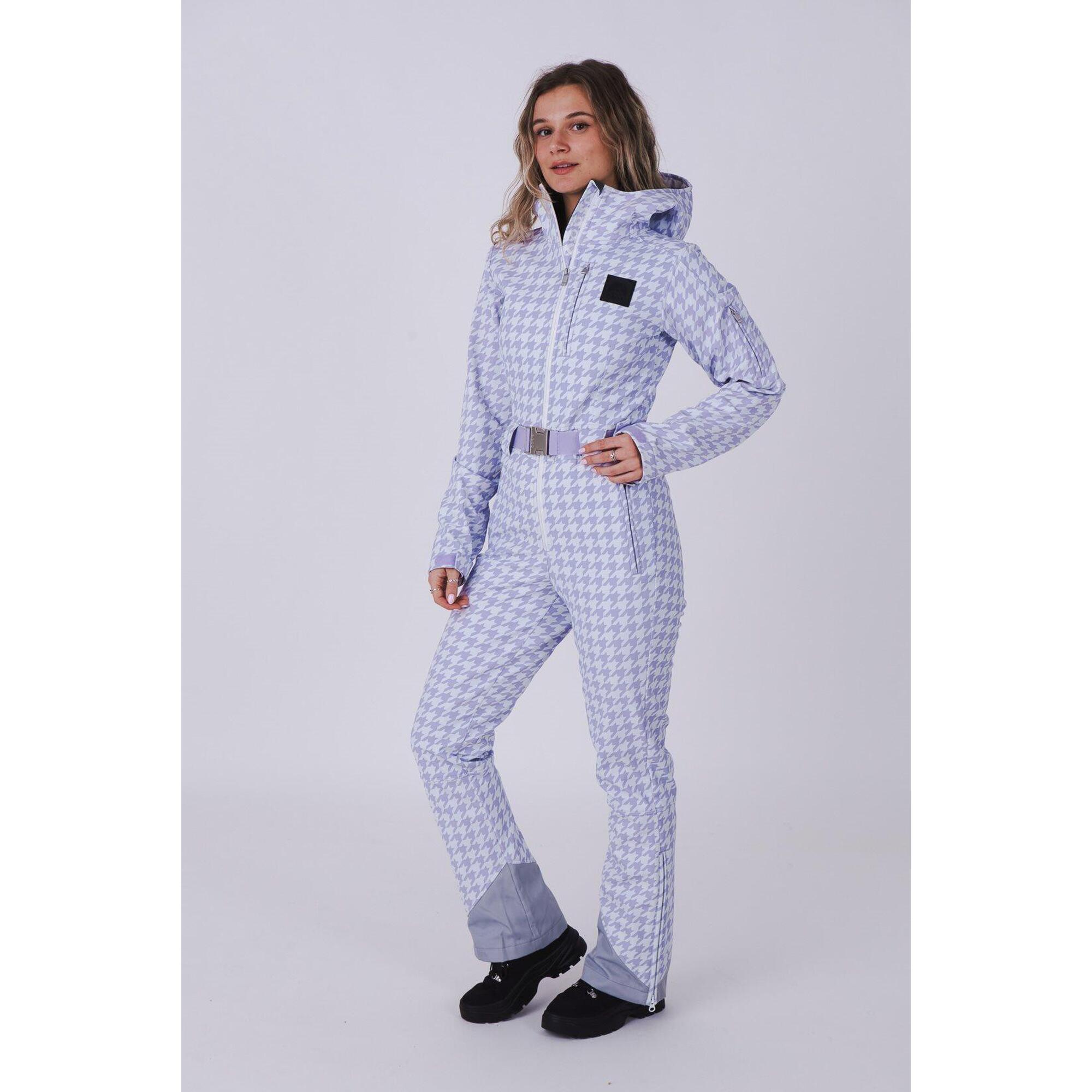 Chic purple houndstooth ski suit