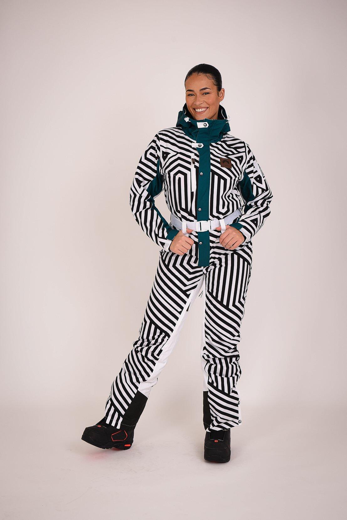 OOSC Fall Line Black & White Curved Female Ski Suit