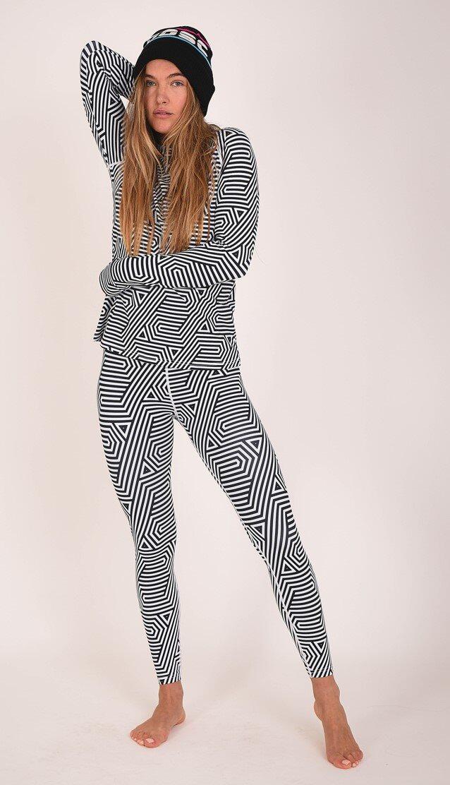 OOSC Fall Line Schwarz-Weißes Baselayer-Oberteil für Damen