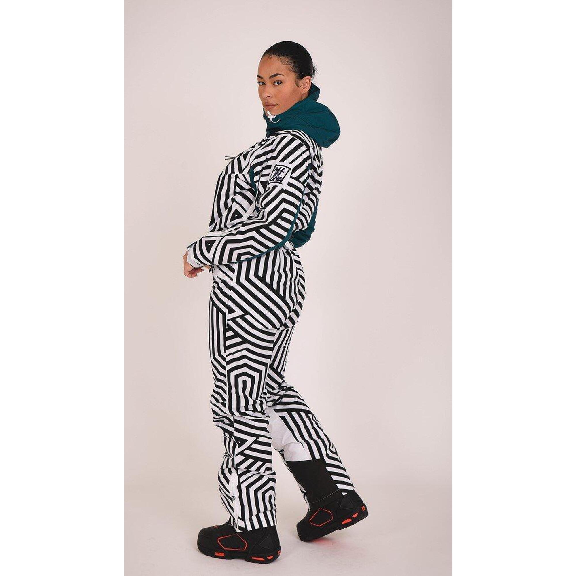 Fall Line women's black and white curved ski suit