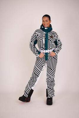 Fall line zwart-wit gebogen vrouwelijk skipak