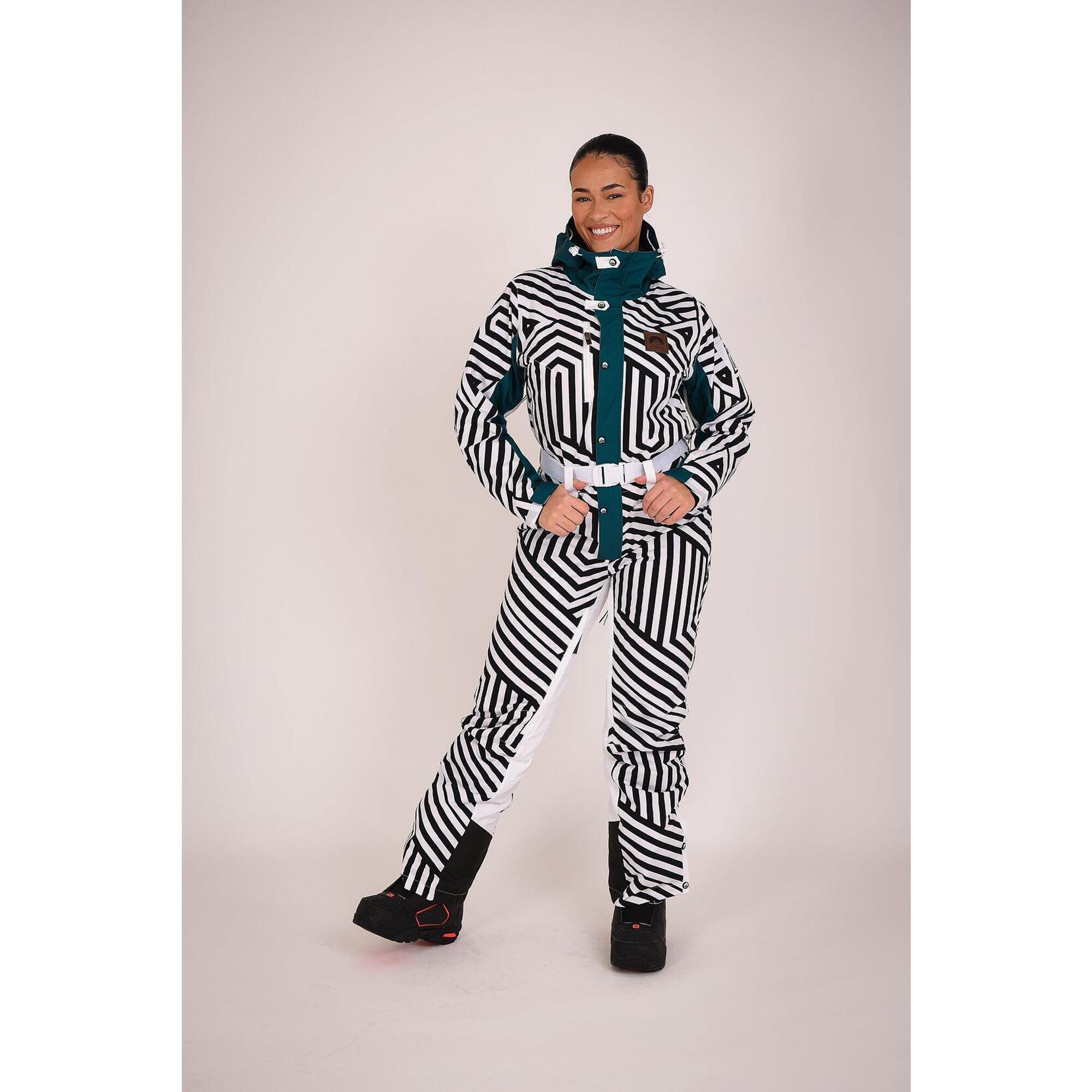 Fall Line women's black and white curved ski suit