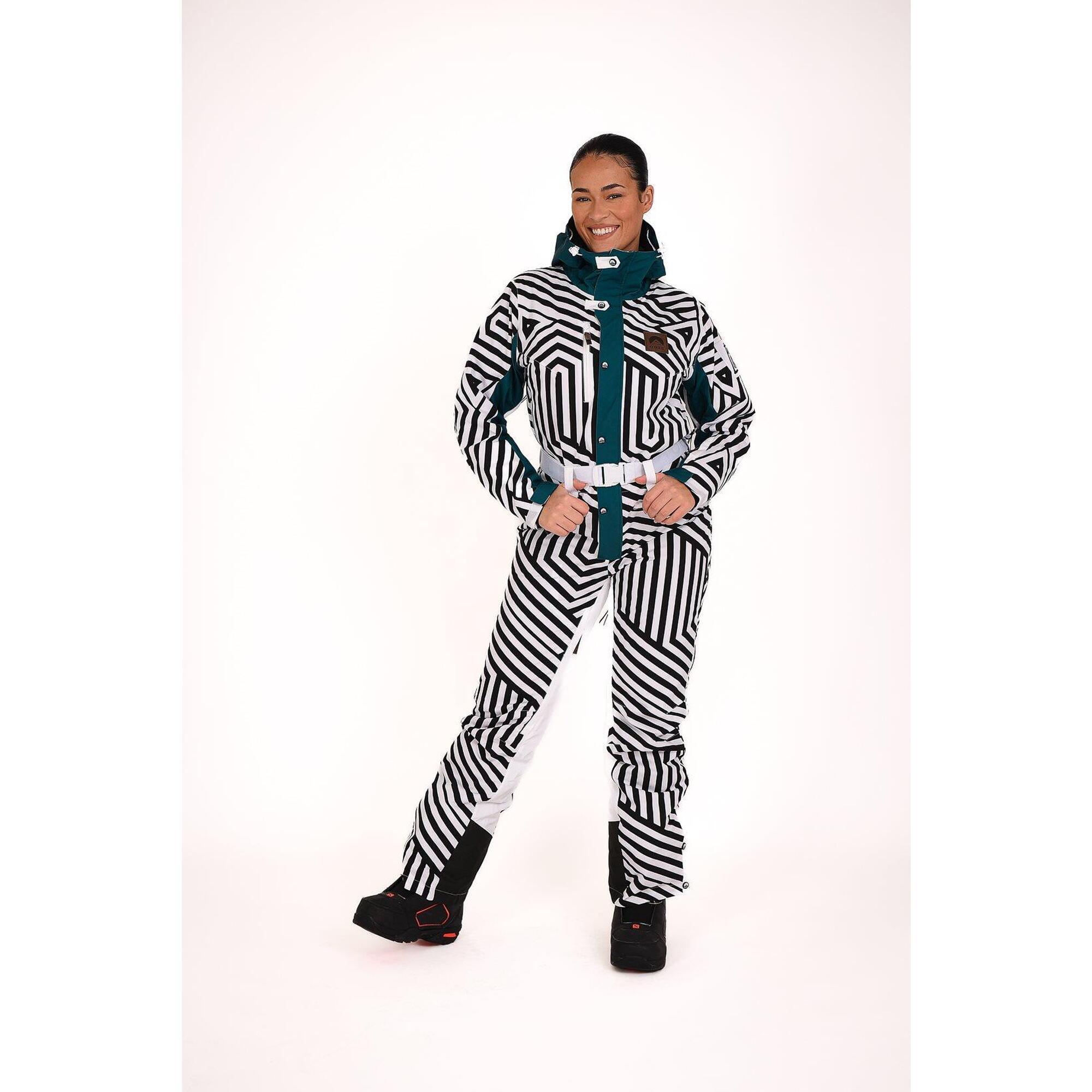 Fall Line women's black and white curved ski suit