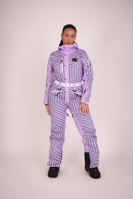 Tuta da sci femminile Fall Line viola e grigia curva