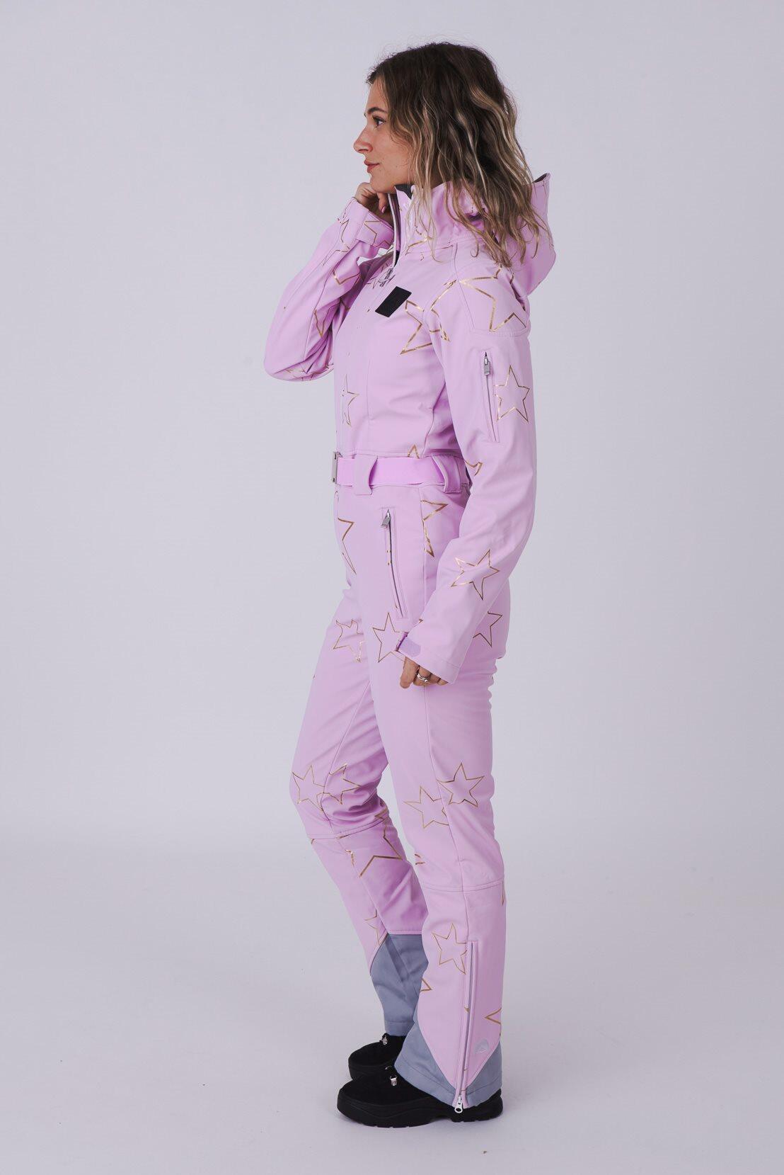 Combinaison de ski chic rose avec étoiles 3/6