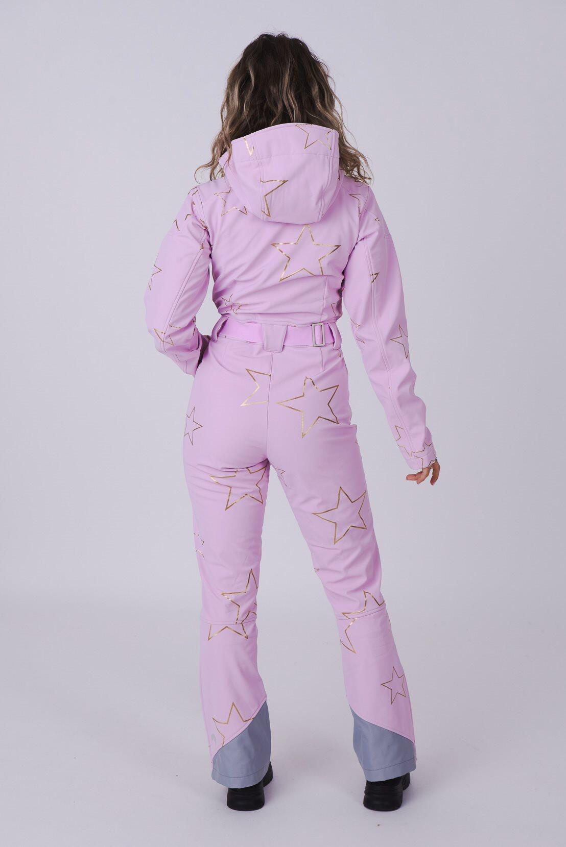 Combinaison de ski chic rose avec étoiles 2/6