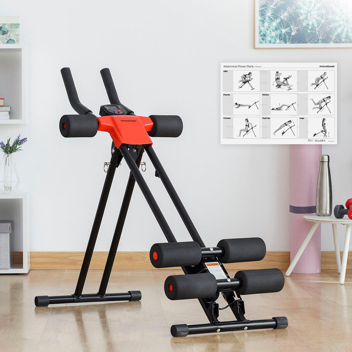 Máquina de Abdominales Plegable con Guía de Ejercicios InnovaGoods Negro 3/5