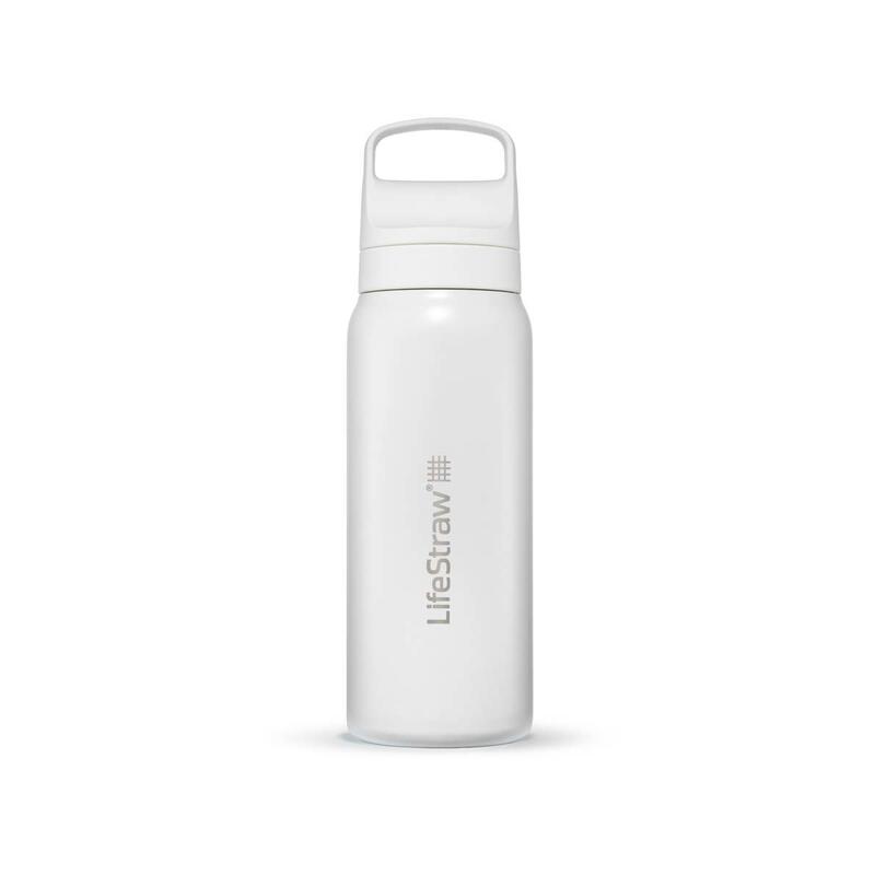 Wasserfilterflasche Go 2.0 Edelstahl isoliert 1 Liter - Weiß