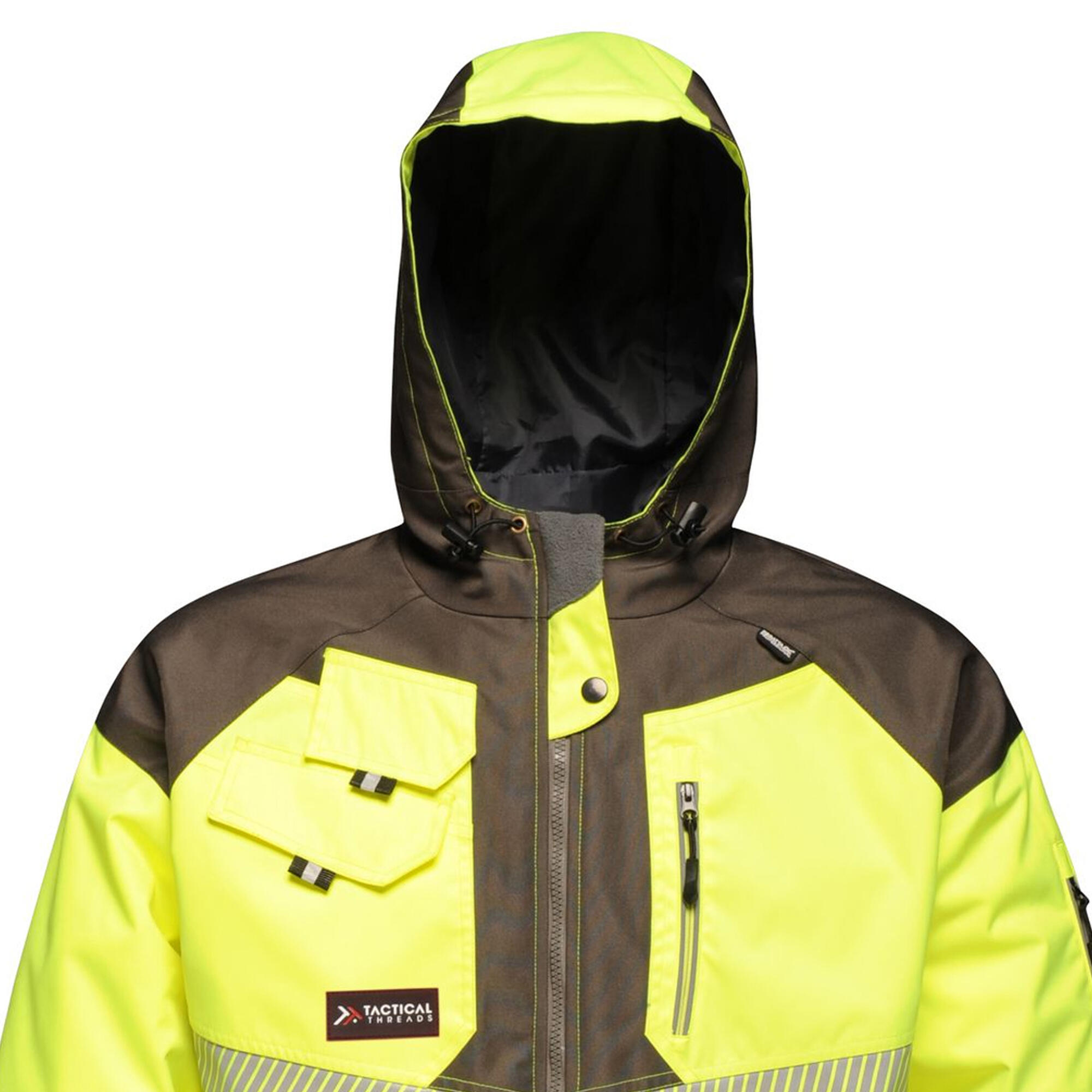Mens HiVis Waterproof Reflective Parka Jacket (Yellow/Grey) 3/4