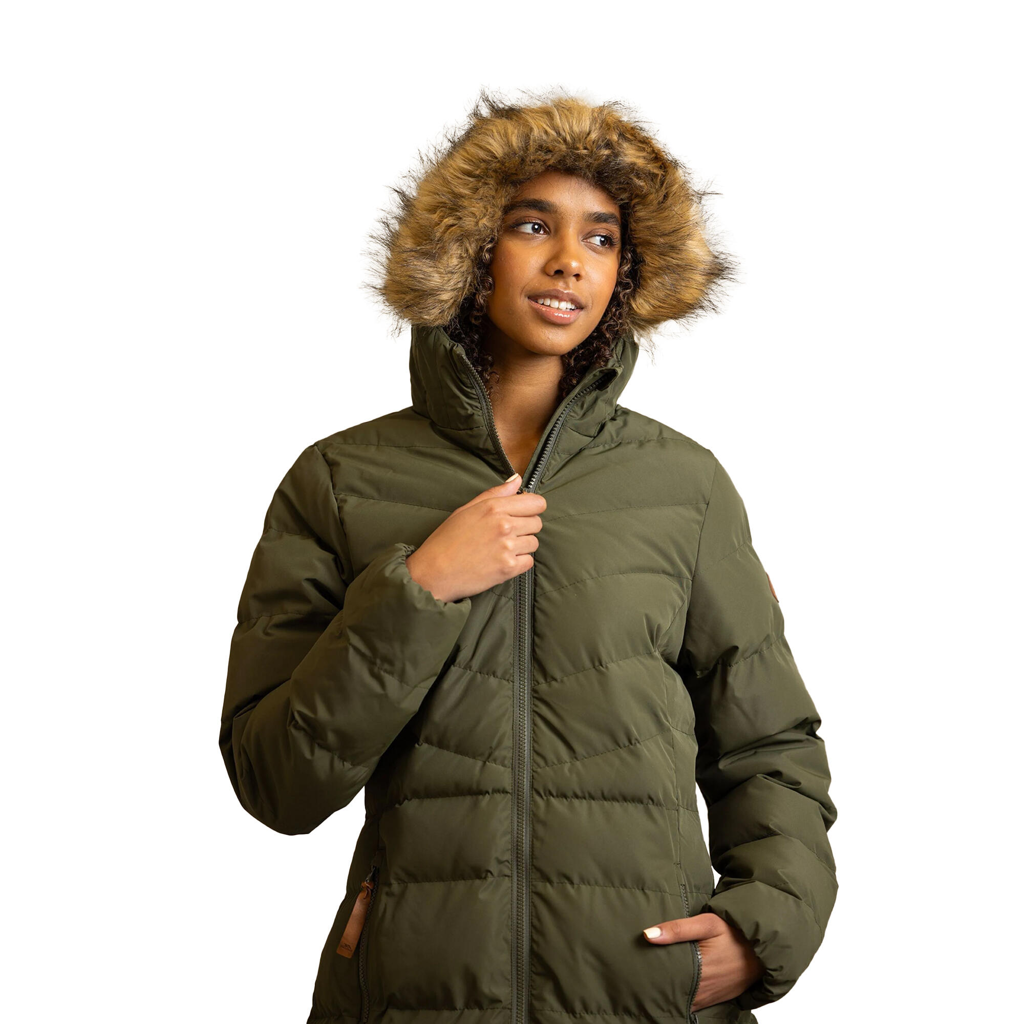 Women's AUDREY Long Down Jacket (Khaki Green)