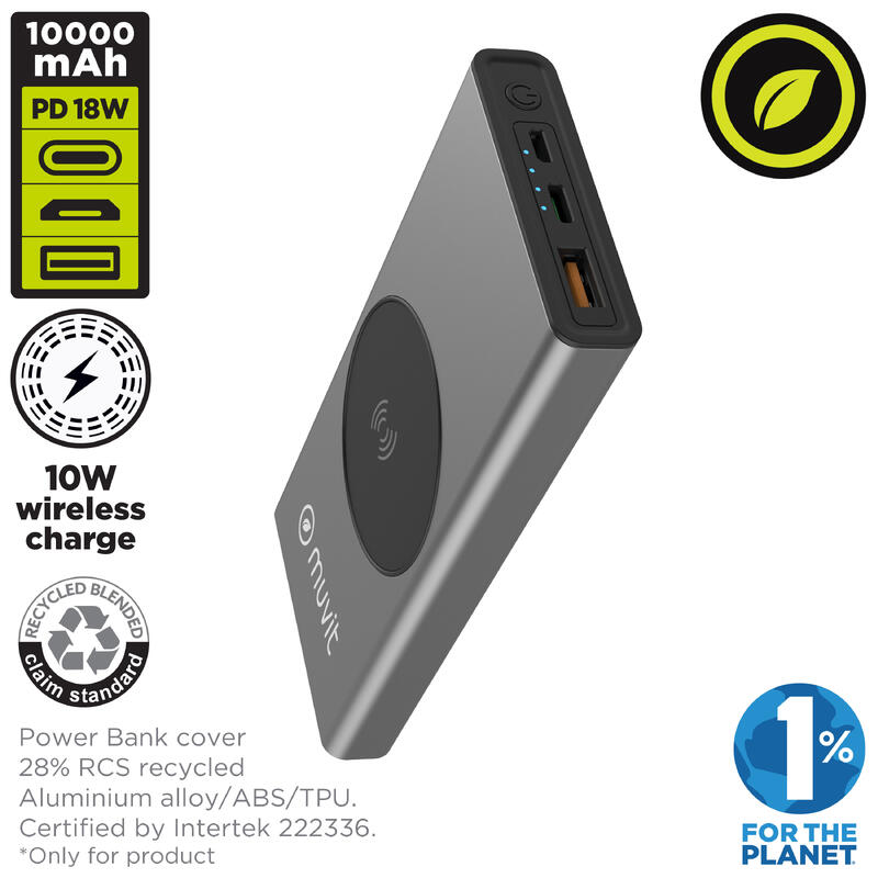 Power bank muvit for change 10000 mAh/10W wireless