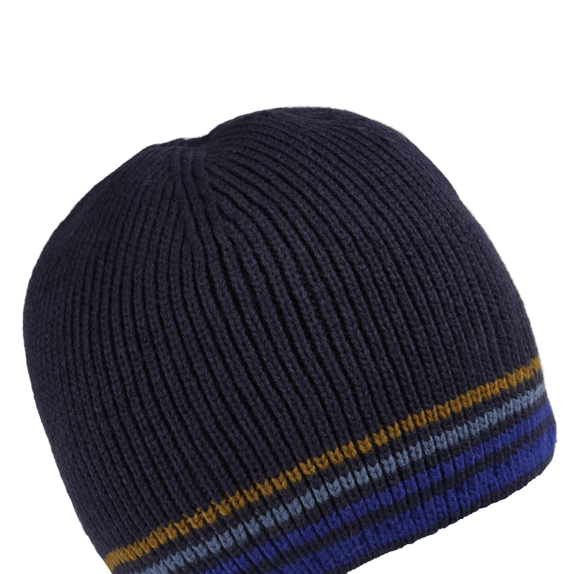 Mens Balton IV Striped Beanie (Navy) 3/4