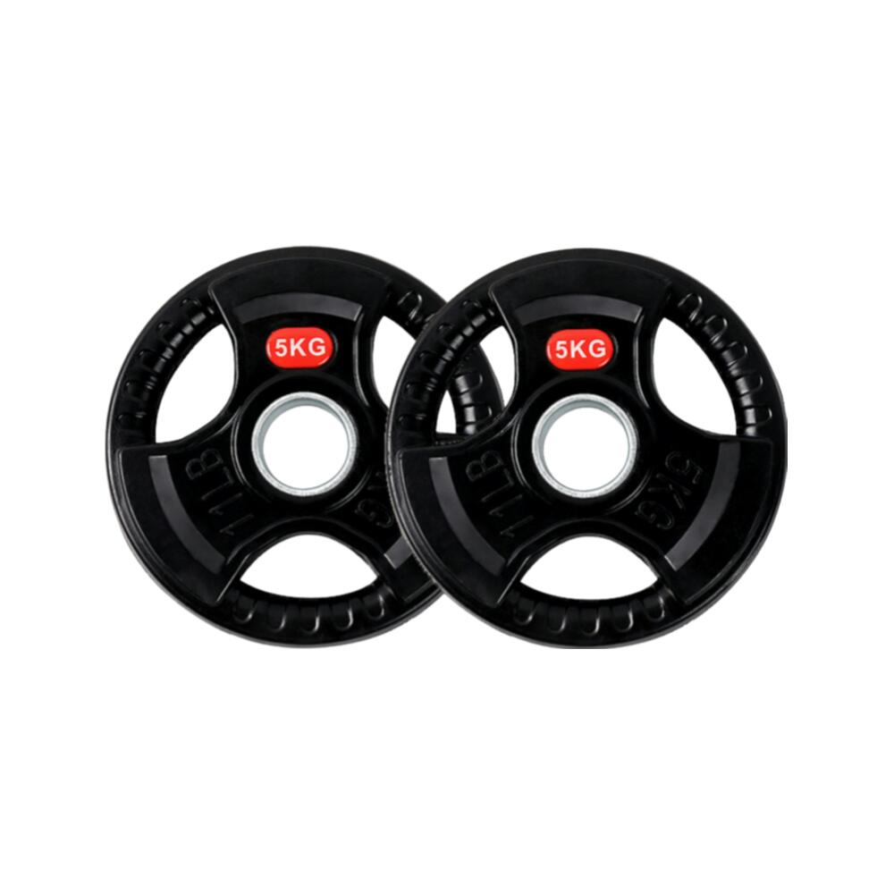 2 Discos de Pesas 5 kg 30 mm de 3 agarres con Recubrimiento de