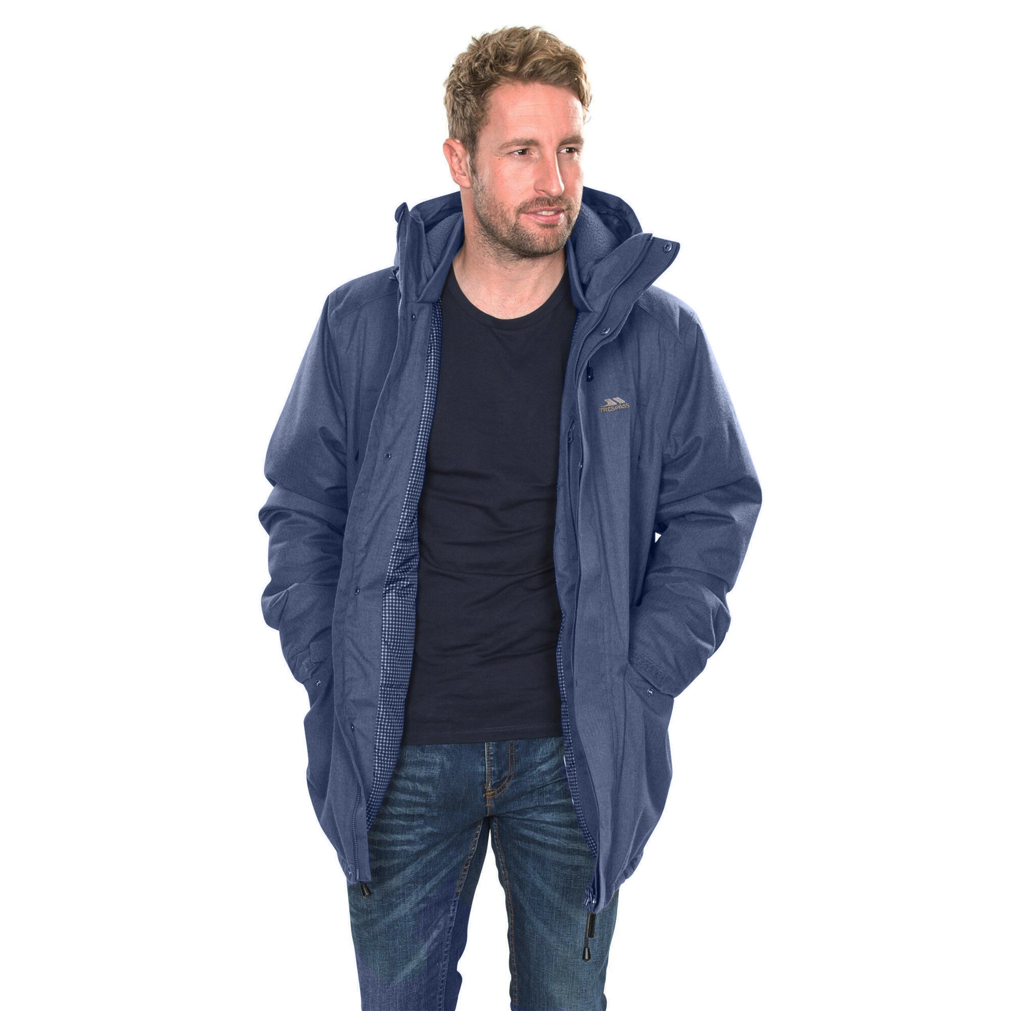 Chaqueta Impermeable Glover para Hombre Marino Jaspeada 3/4