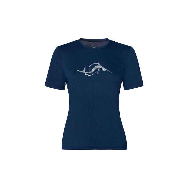 T-Shirt Technique Poisson Femme Bleu Foncé