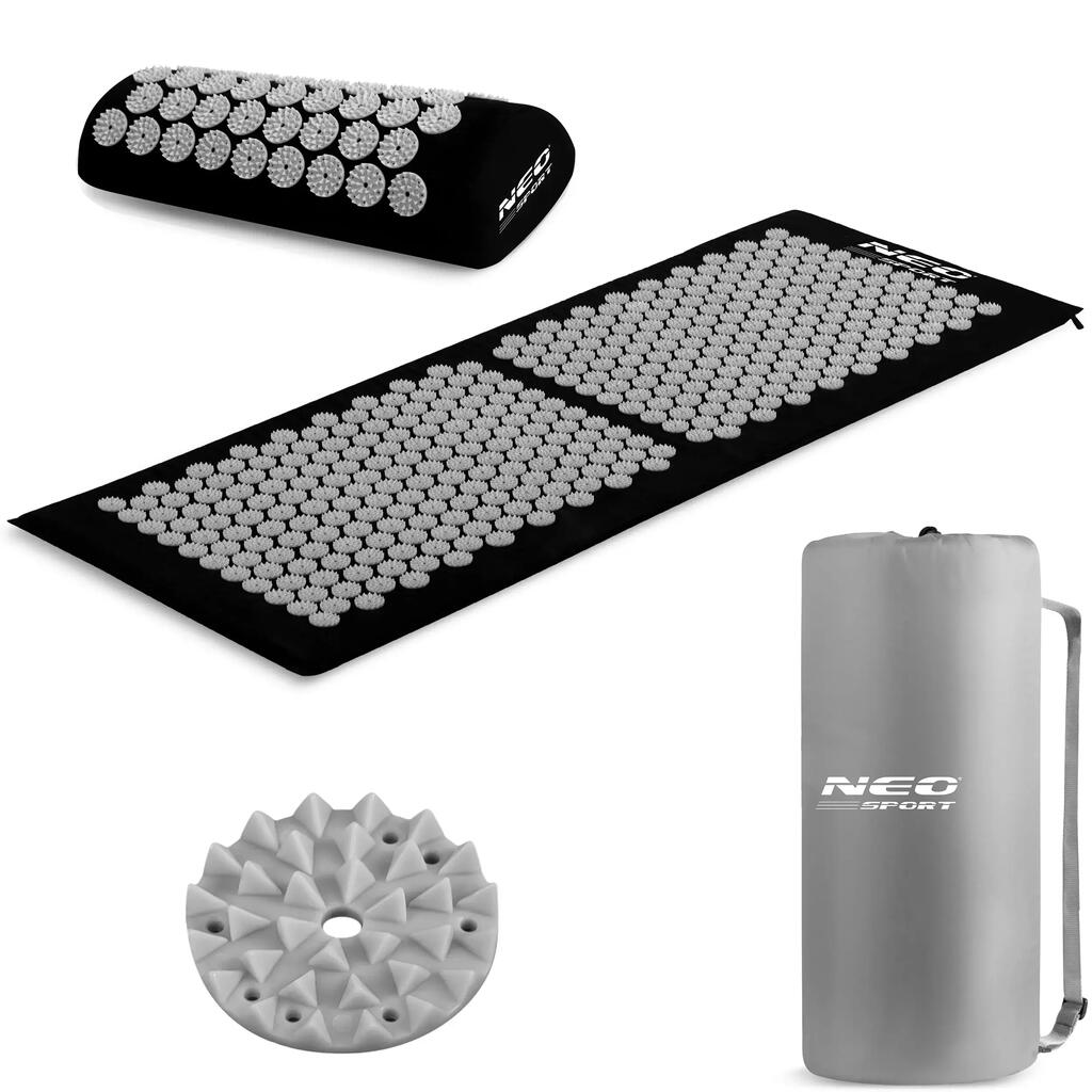 Neo-Sport NS-901 Acupressure Mat with Spikes, Black and Gray