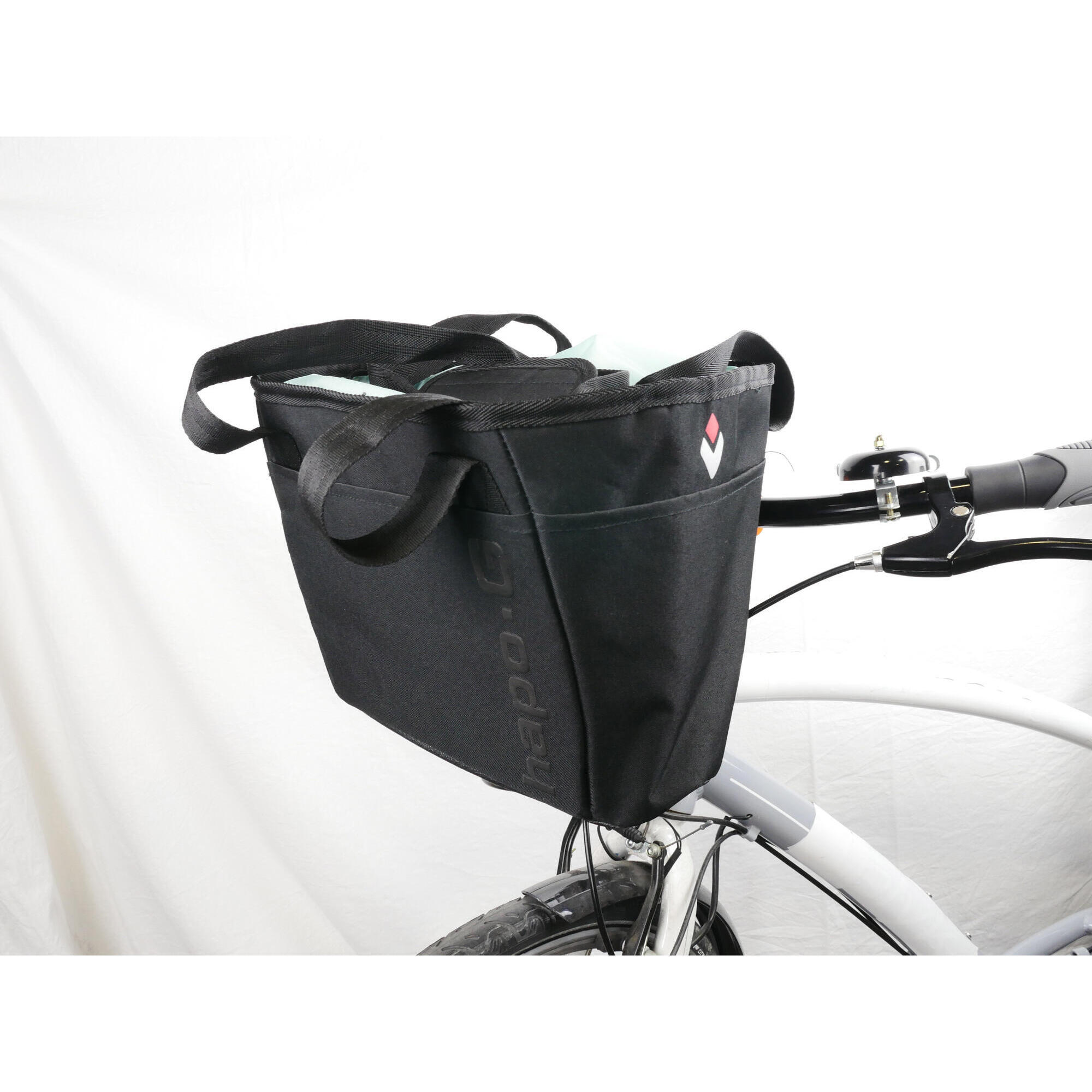 Panier velo avant 12 L Noir Vert Compatible velo electrique VTT VTC HAPO G HAPO G Decathlon