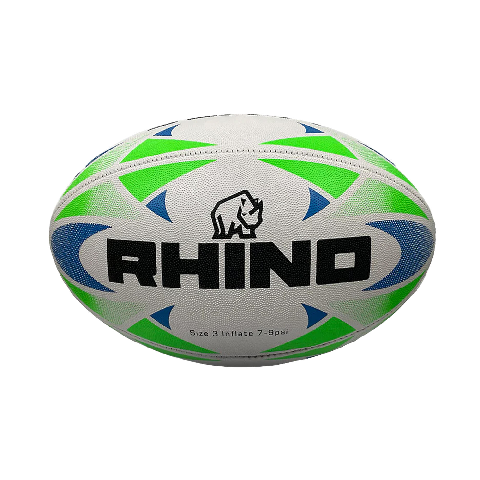 Palla Da Rugby Rhino Blast Bianco Blu Verde 2/3