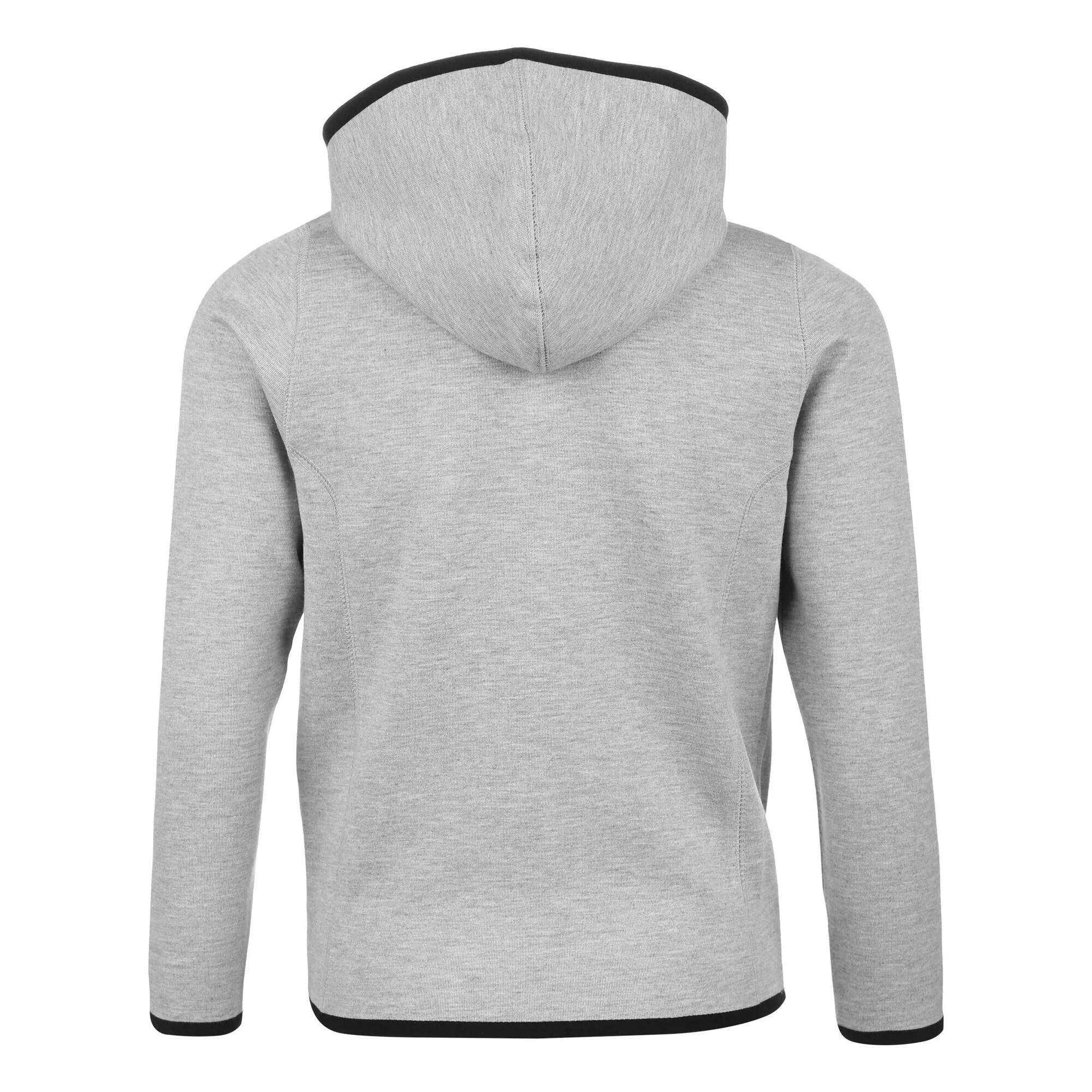 Mens Pro Fleece Full Zip Hoodie (Grey Marl/Black) 2/3