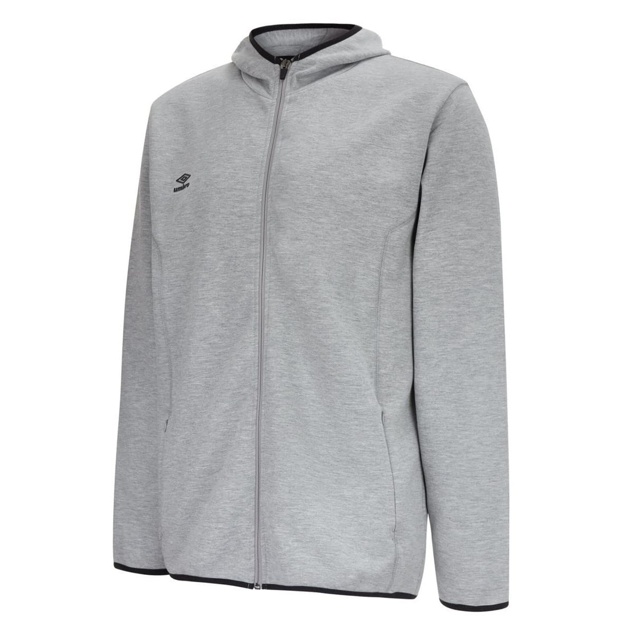 Mens Pro Fleece Full Zip Hoodie (Grey Marl/Black) 3/3