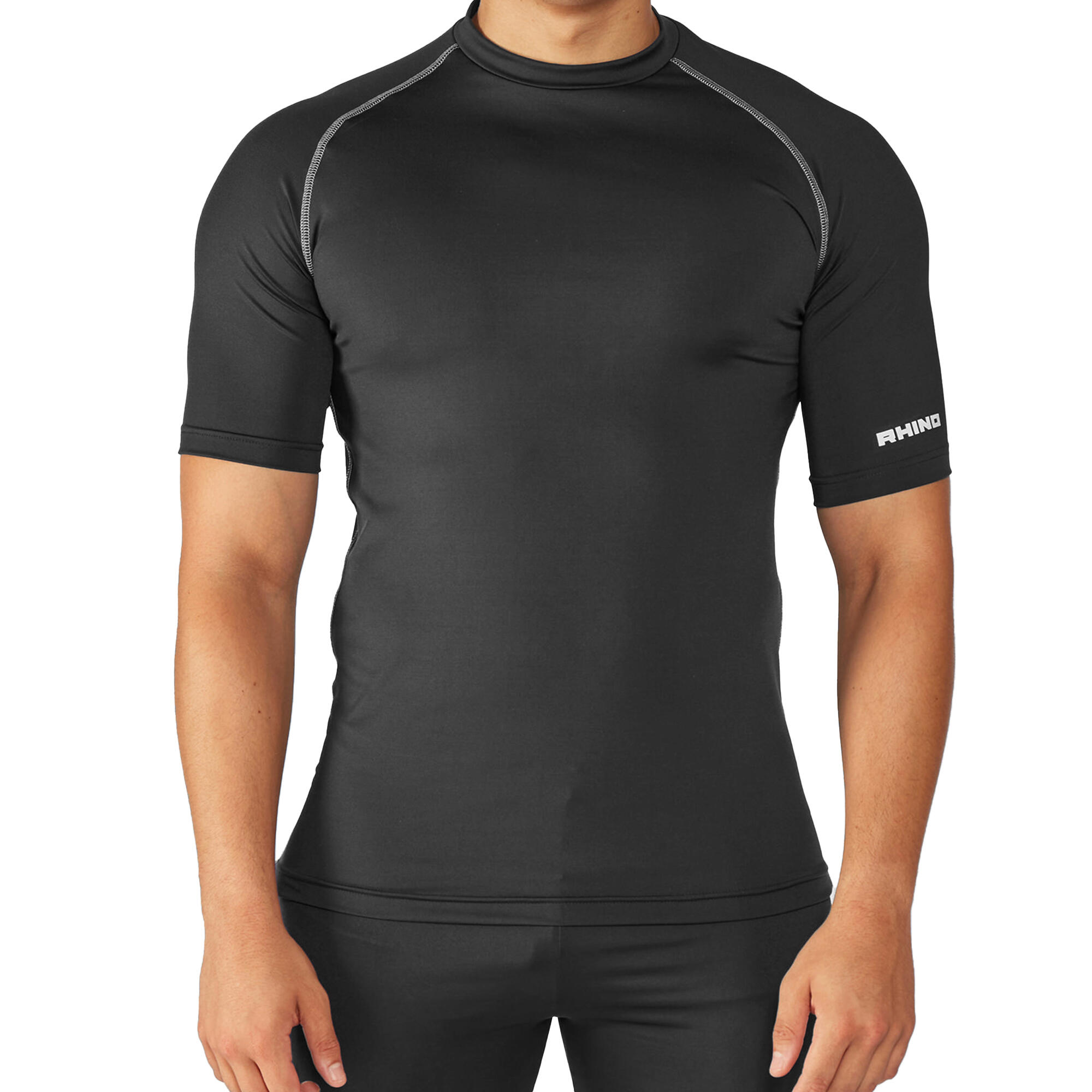 Mens Sports Base Layer Short Sleeve TShirt (Black) 3/3