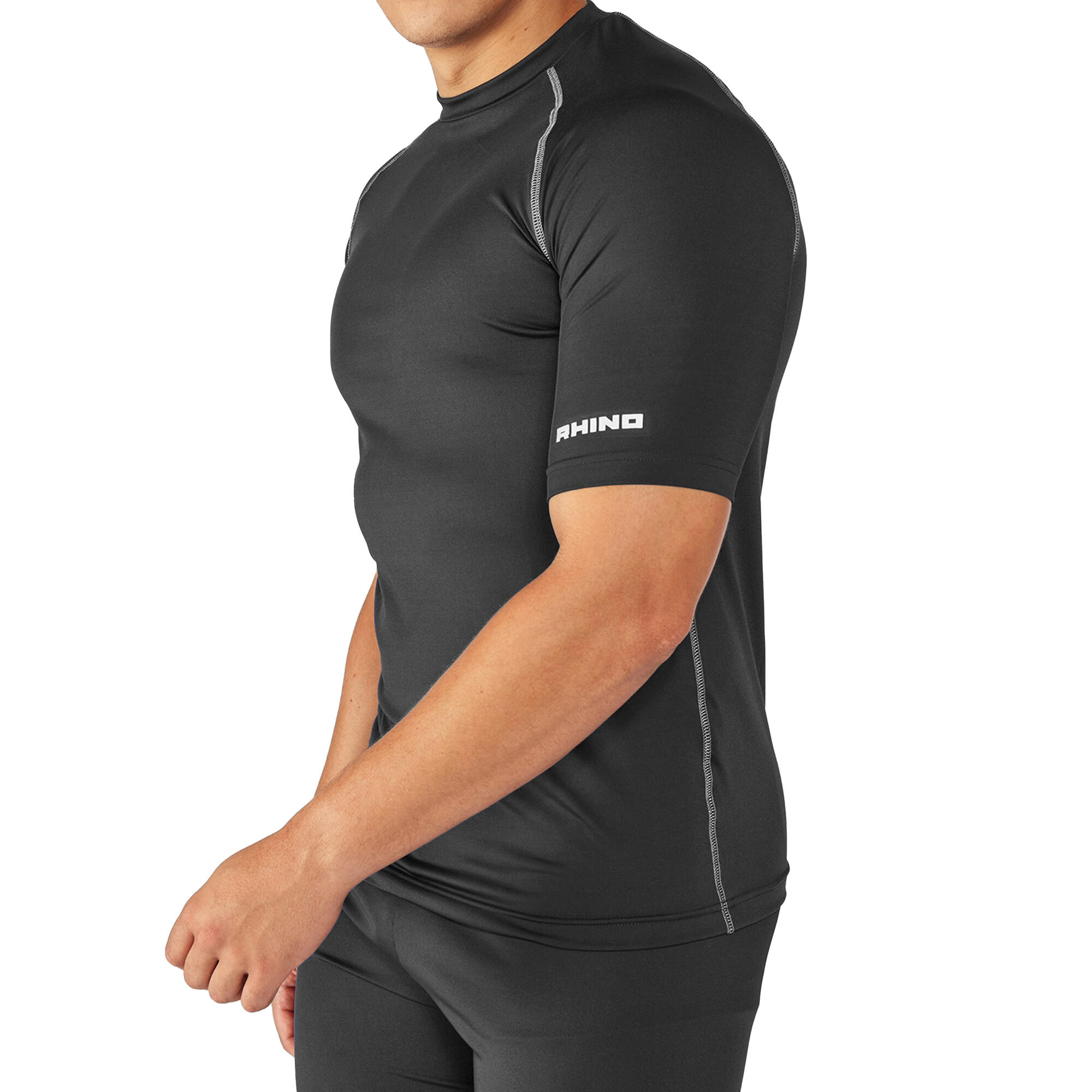 Mens Sports Base Layer Short Sleeve TShirt (Black) 2/3