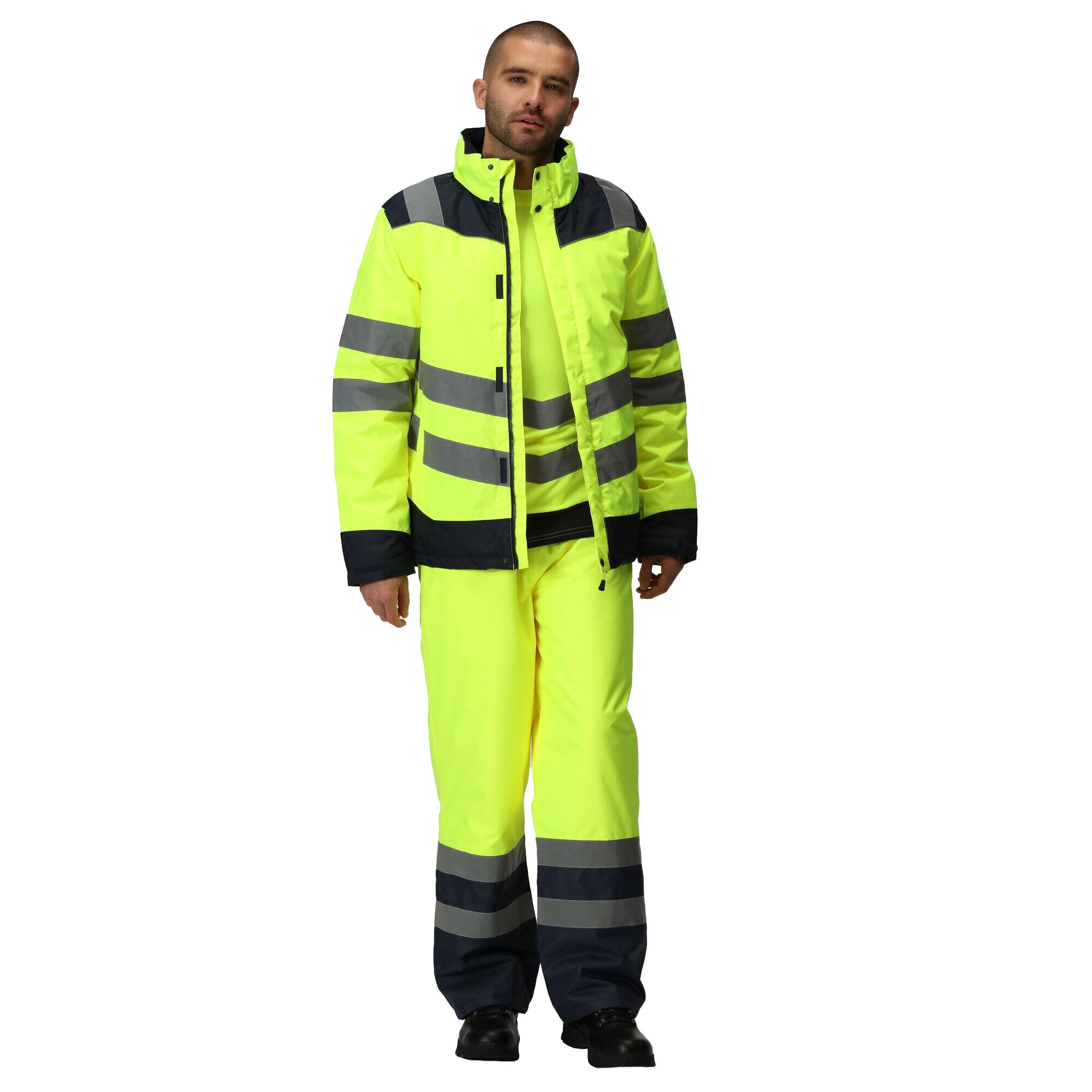 Unisex Adult Professional Pro HiVis Heated Jacket (Yellow/Navy) 3/4