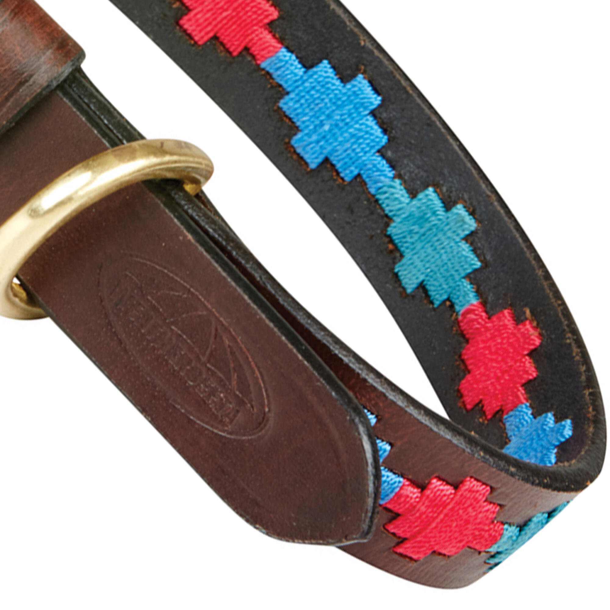 Polo Leather Dog Collar (Brown/Emerald Green/Pink/Blue) 2/3