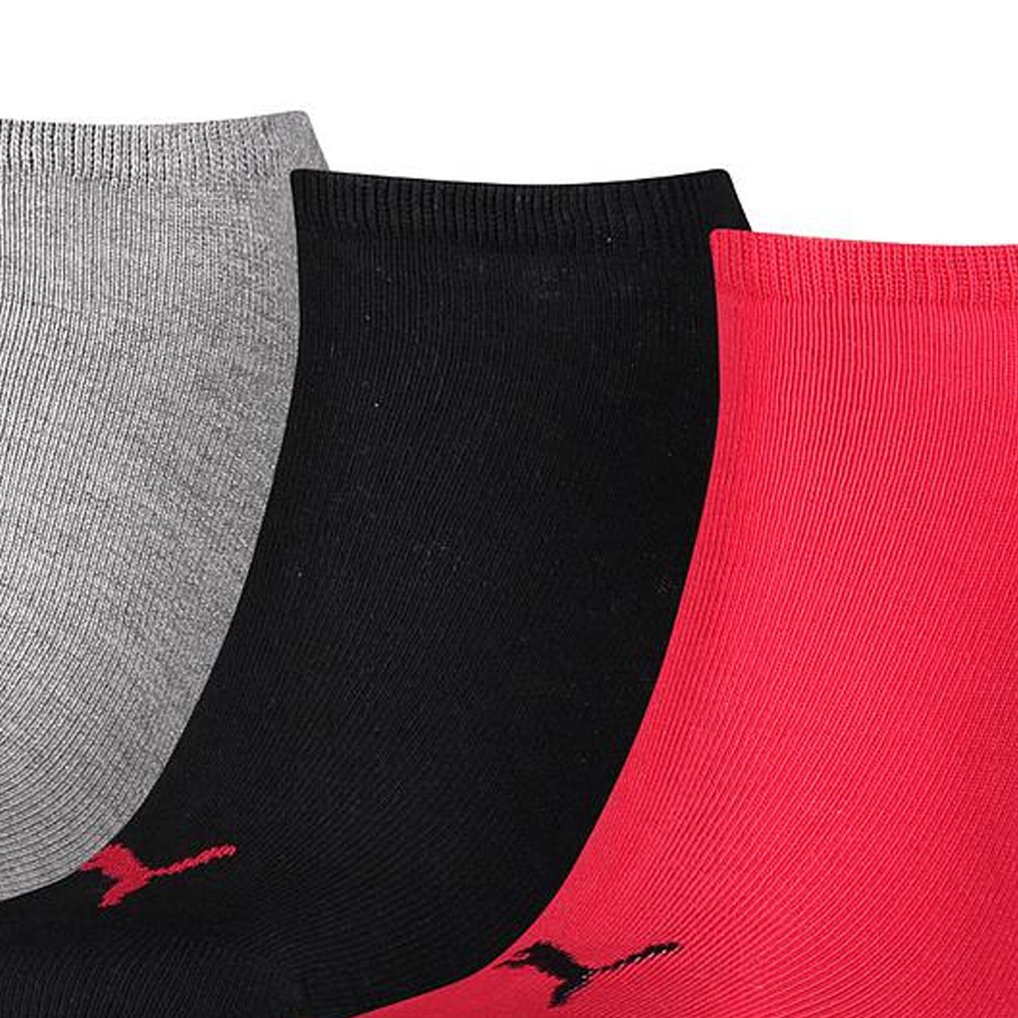 Unisex Adult Invisible Socks (Pack of 3) (Black/Red/Grey) 3/3
