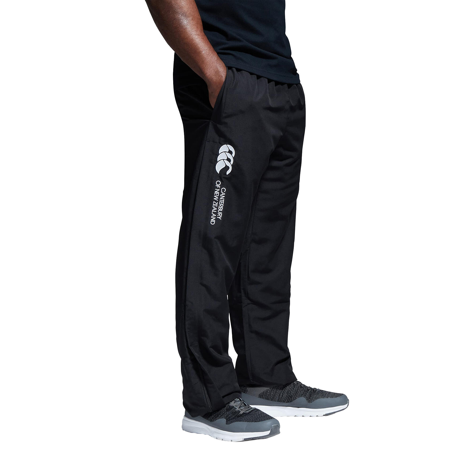 Mens Open Hem Tracksuit Bottoms (Black) 2/3