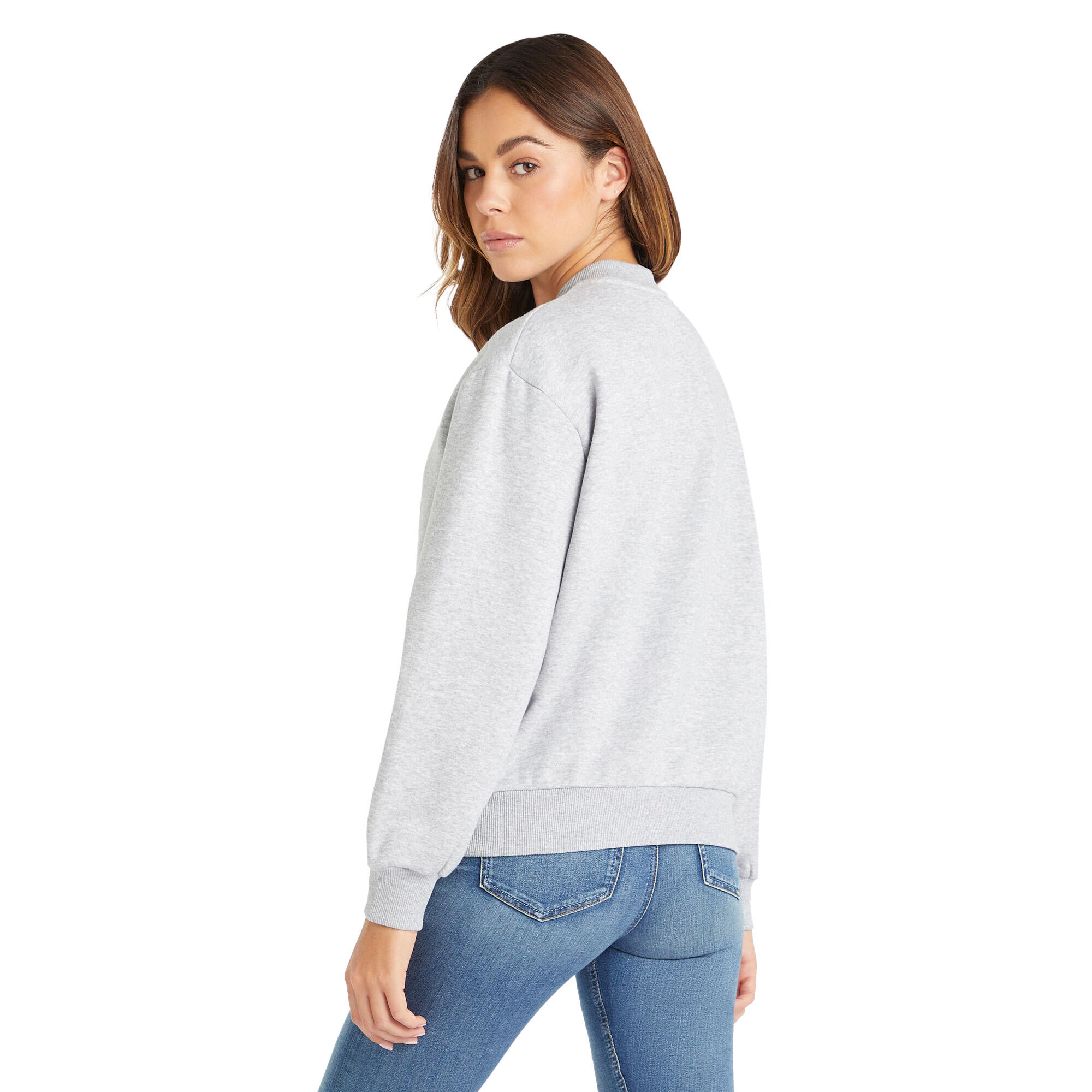 Womens/Ladies Core Half Zip Sweatshirt (Grey Marl/White) 4/4