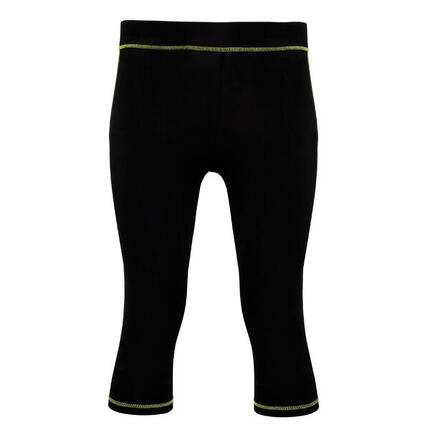 Tri Dri Fitness Leggings, wadenlang Damen Schwarz/Blitz Grün