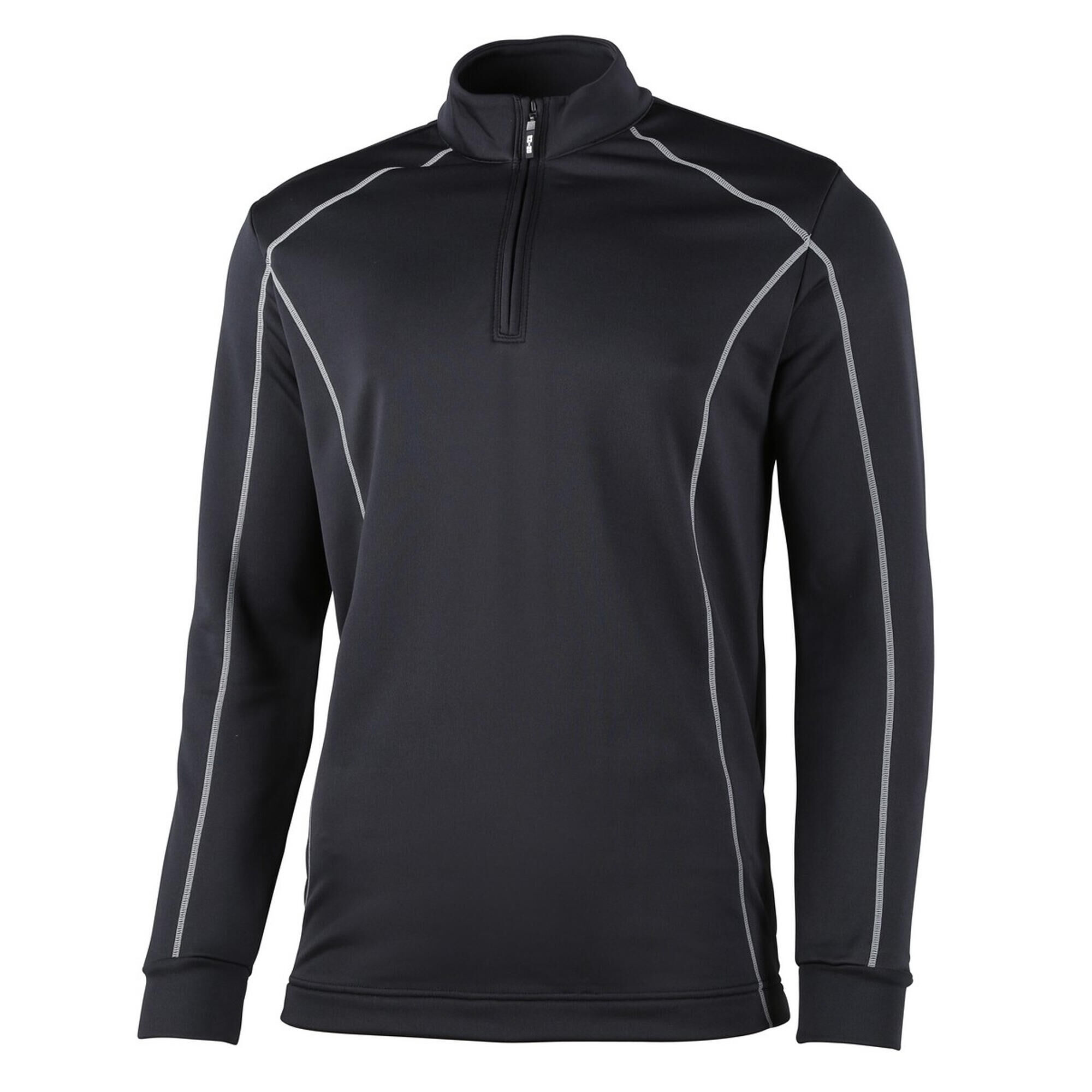 RHINO Mens Seville 1/4 Zip Midlayer Sports Top (Black)