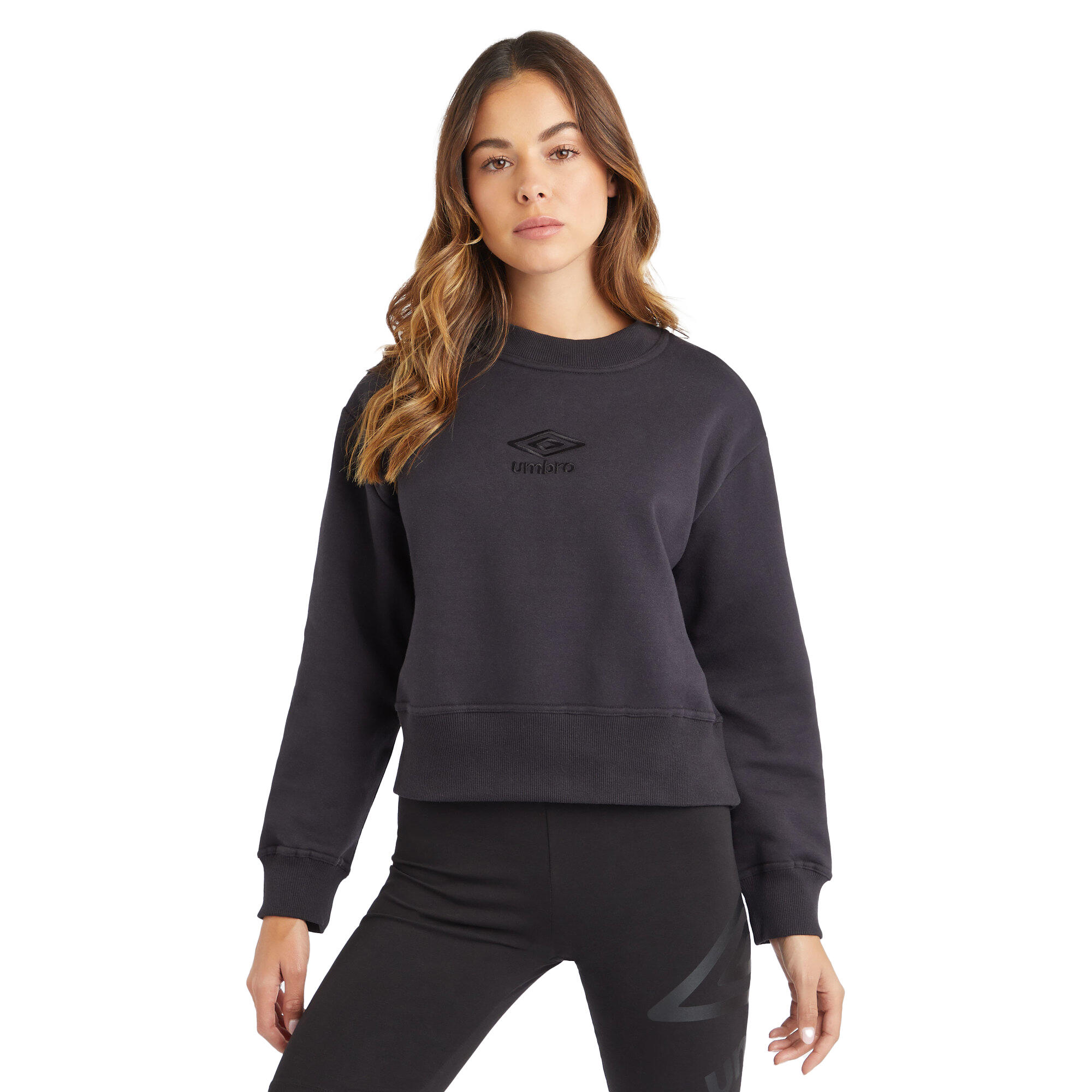 Womens/Ladies Core Boxy Sweatshirt (Black) 3/4