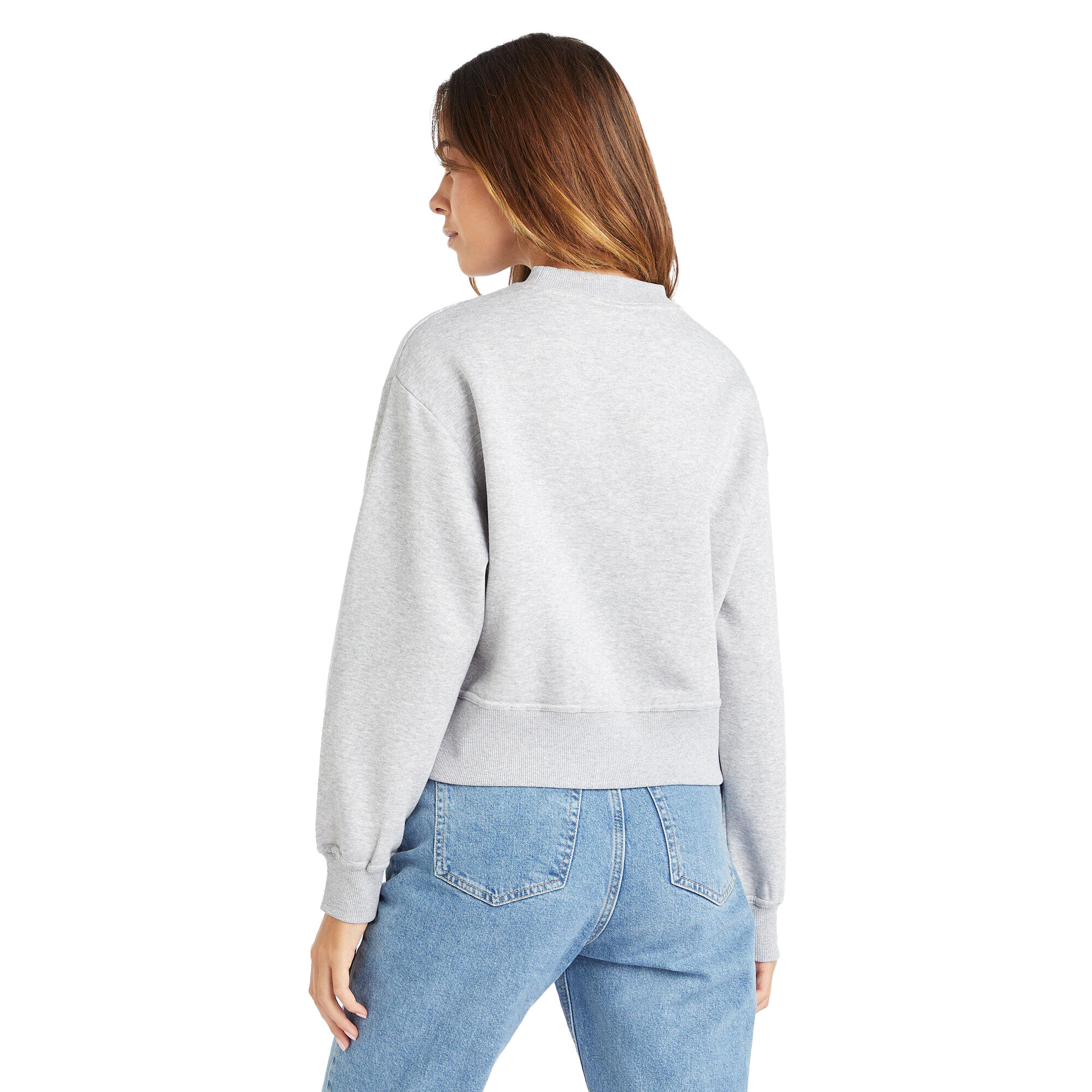 Womens/Ladies Core Boxy Sweatshirt (Grey Marl/White) 4/4