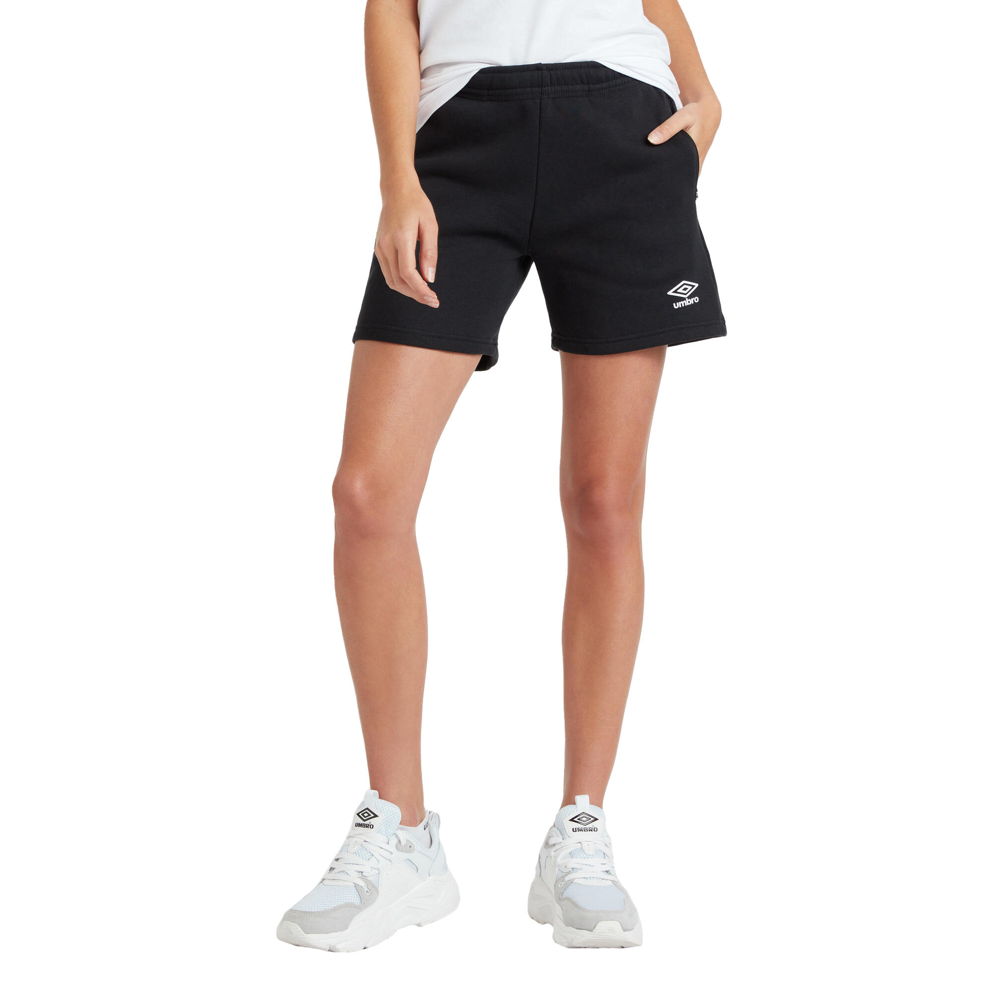 Womens/Ladies Club Leisure Shorts (Black/White) 3/4