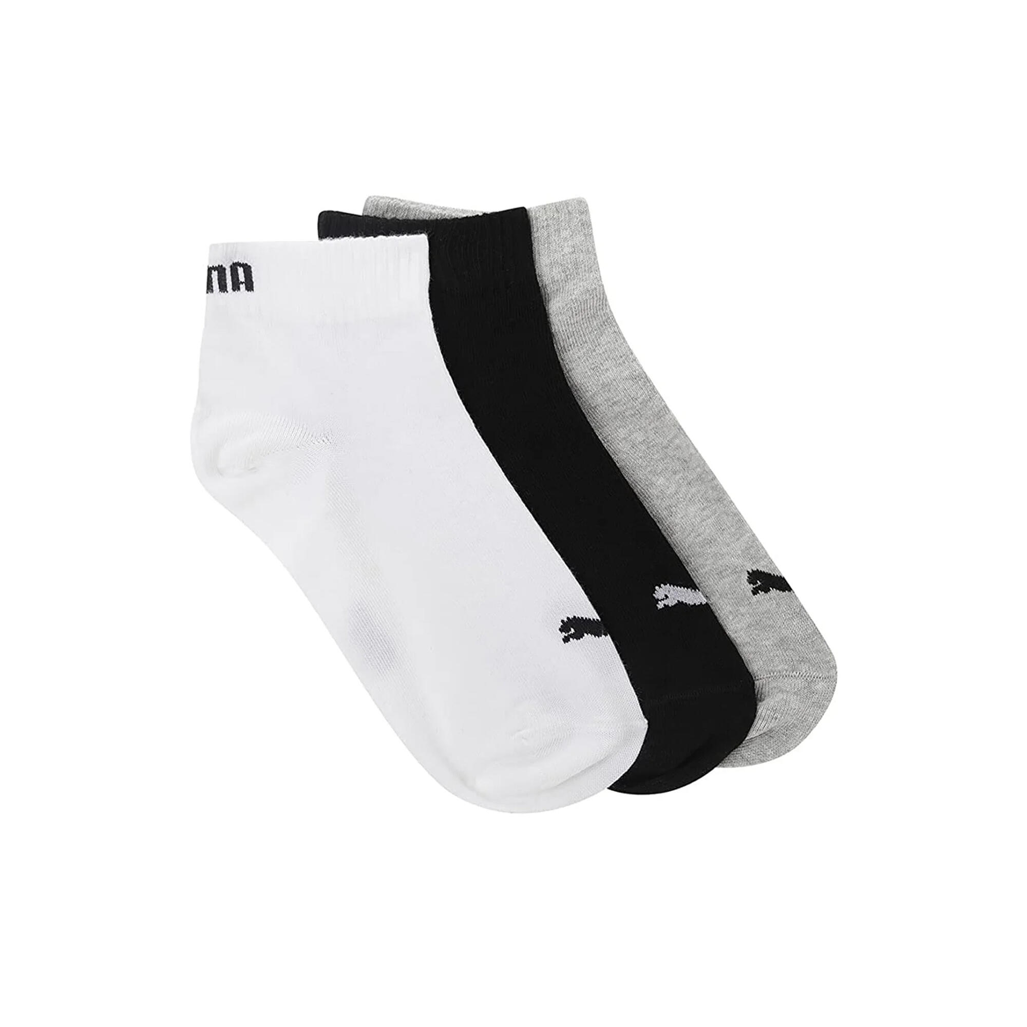 Womens/Ladies Quarter Ankle Socks (Pack of 3) (Black/White/Grey) 3/3