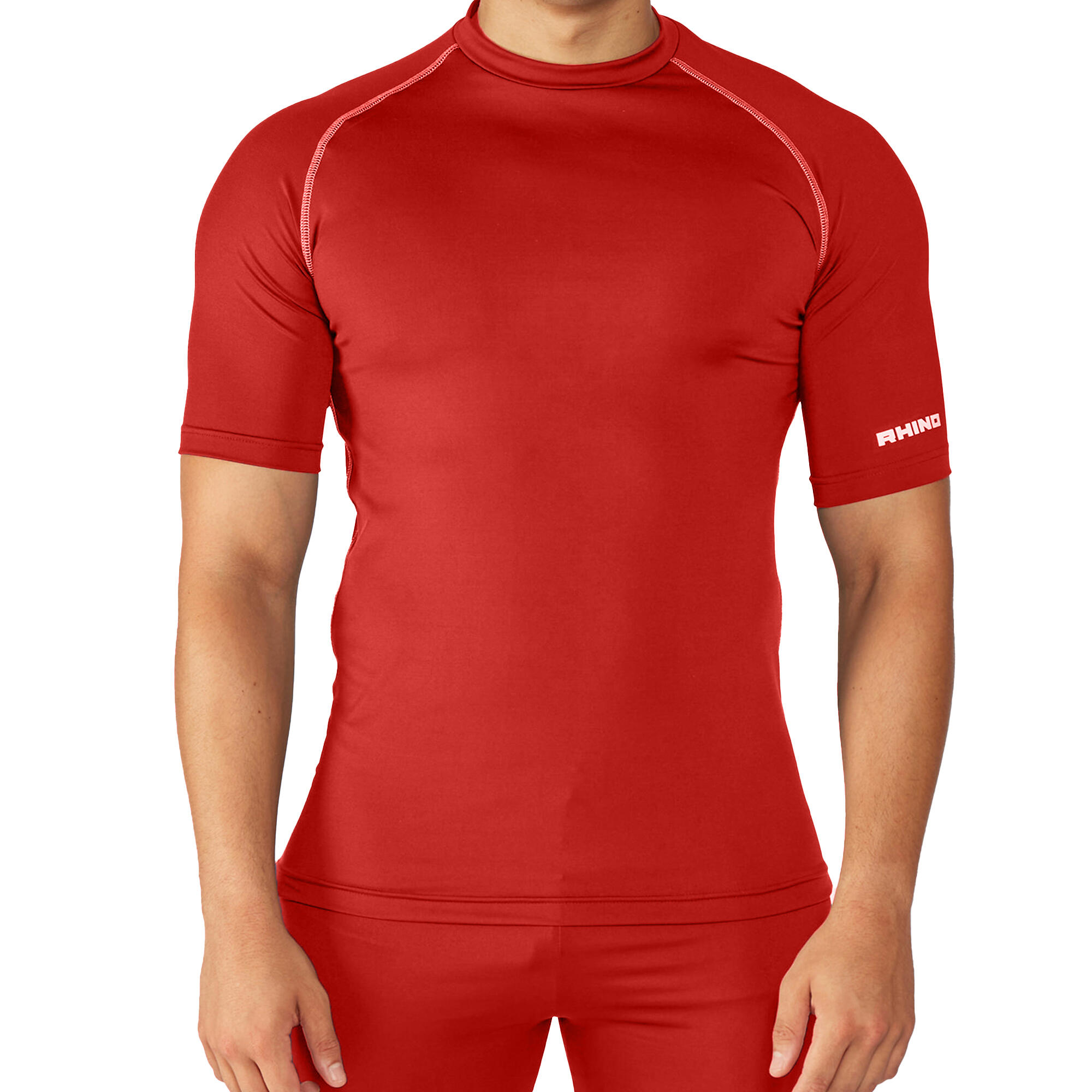 Mens Sports Base Layer Short Sleeve TShirt (Red) 2/3