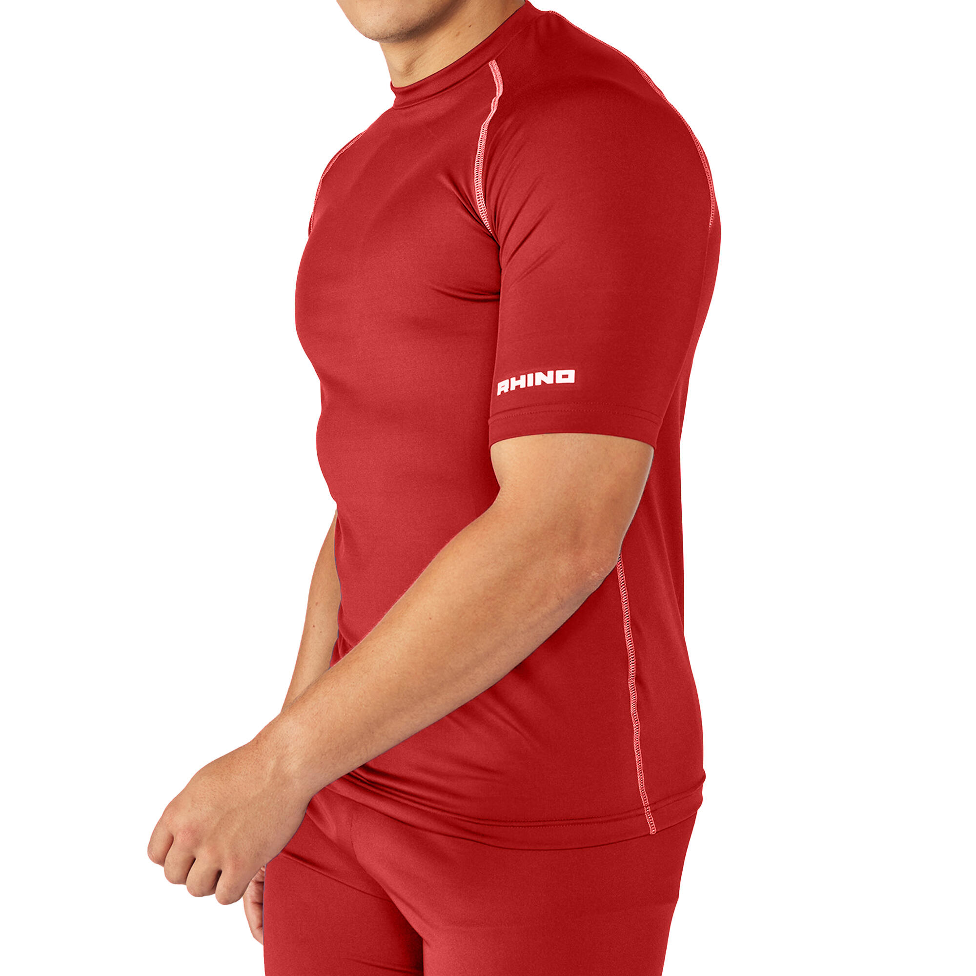 Mens Sports Base Layer Short Sleeve TShirt (Red) 3/3