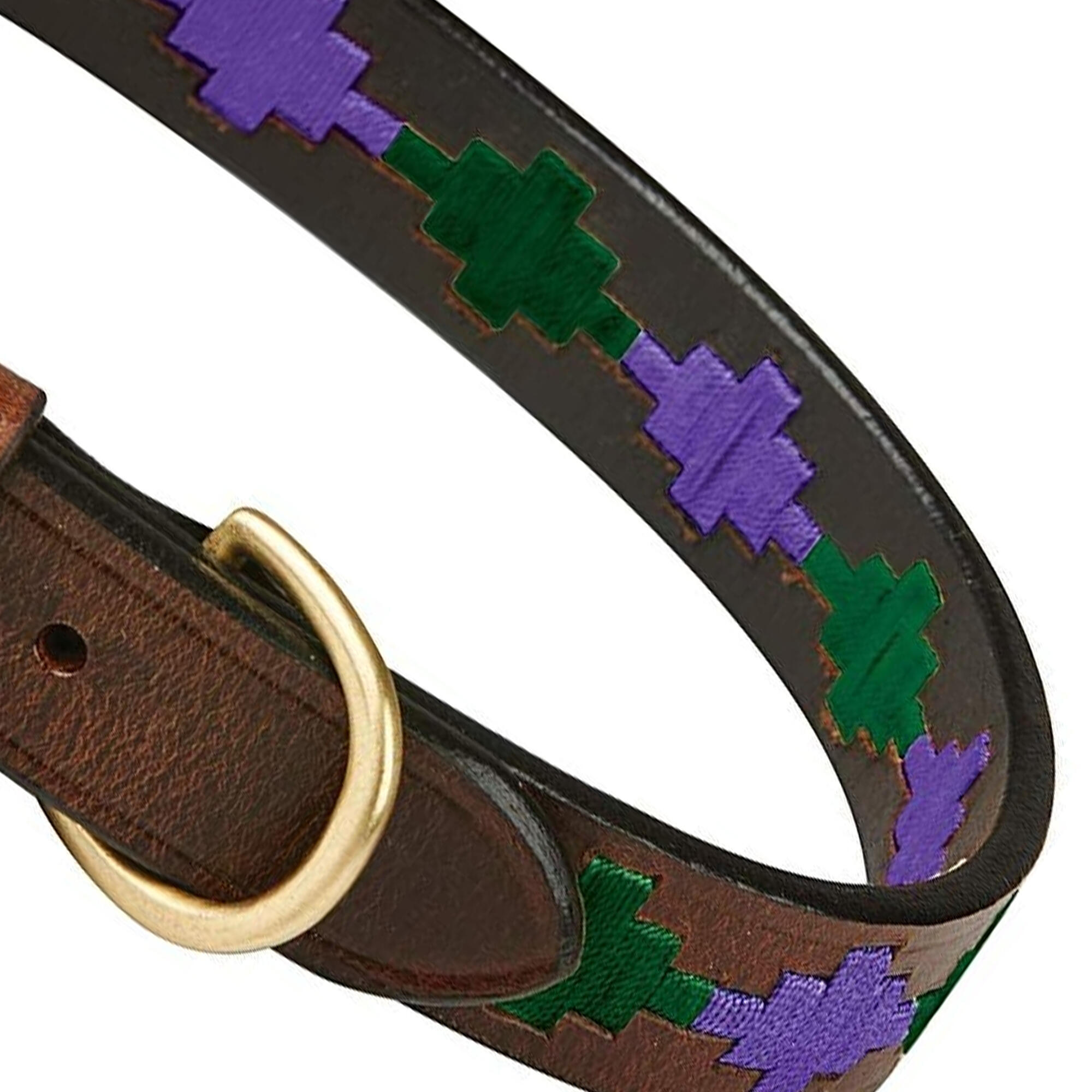 Polo Leather Dog Collar (Beaufort Brown/Purple/Teal) 2/3