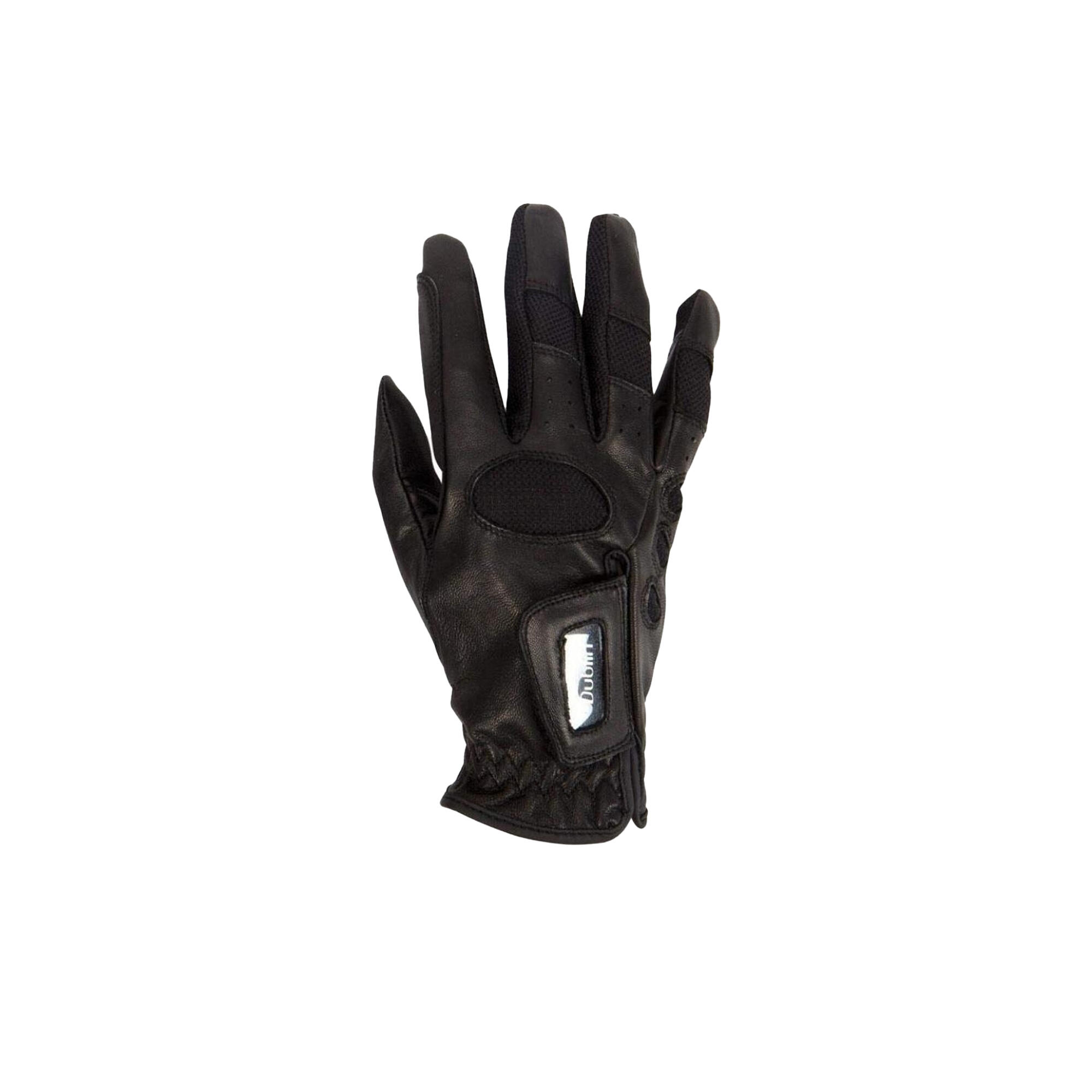 Unisex Leather Showjumping Riding Gloves (Black) 3/4