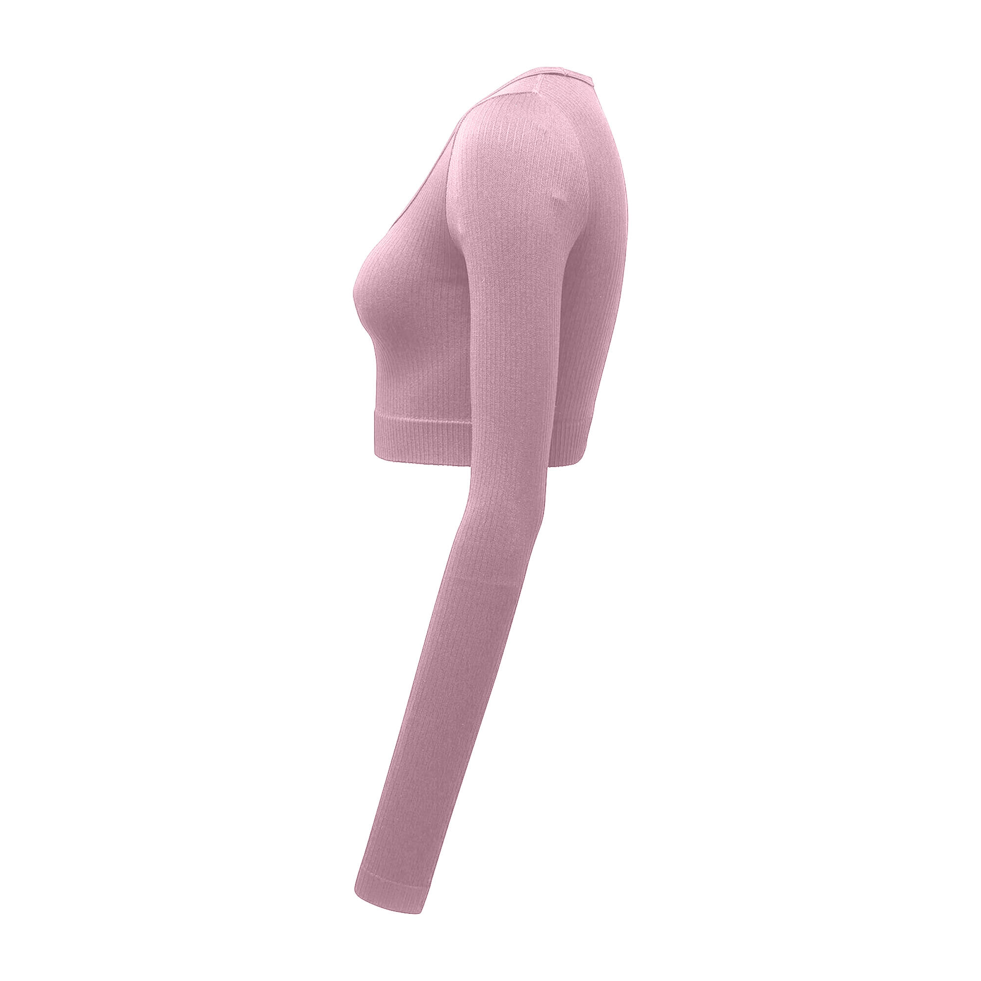Womens/Ladies Ribbed Seamless 3D Crop Top (Mauve) 3/3
