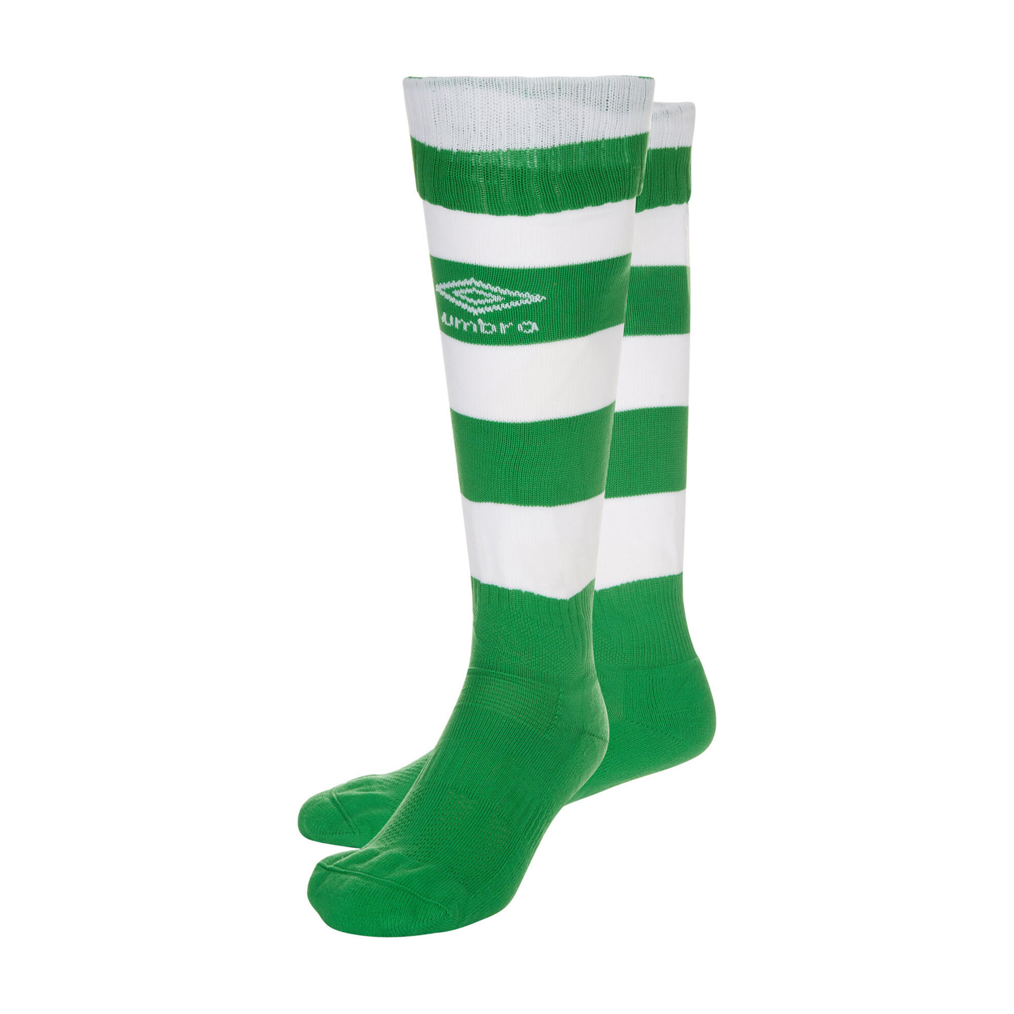 Mens Hooped Sock Leg (Emerald/White) 1/3