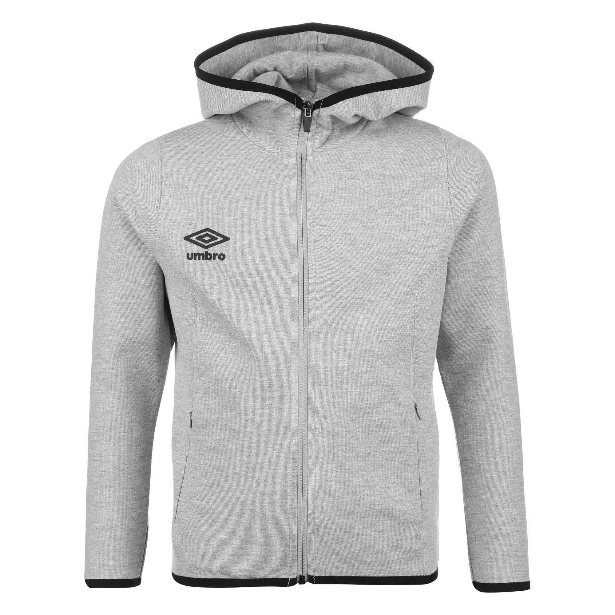 UMBRO Mens Pro Fleece Full Zip Hoodie (Grey Marl/Black)